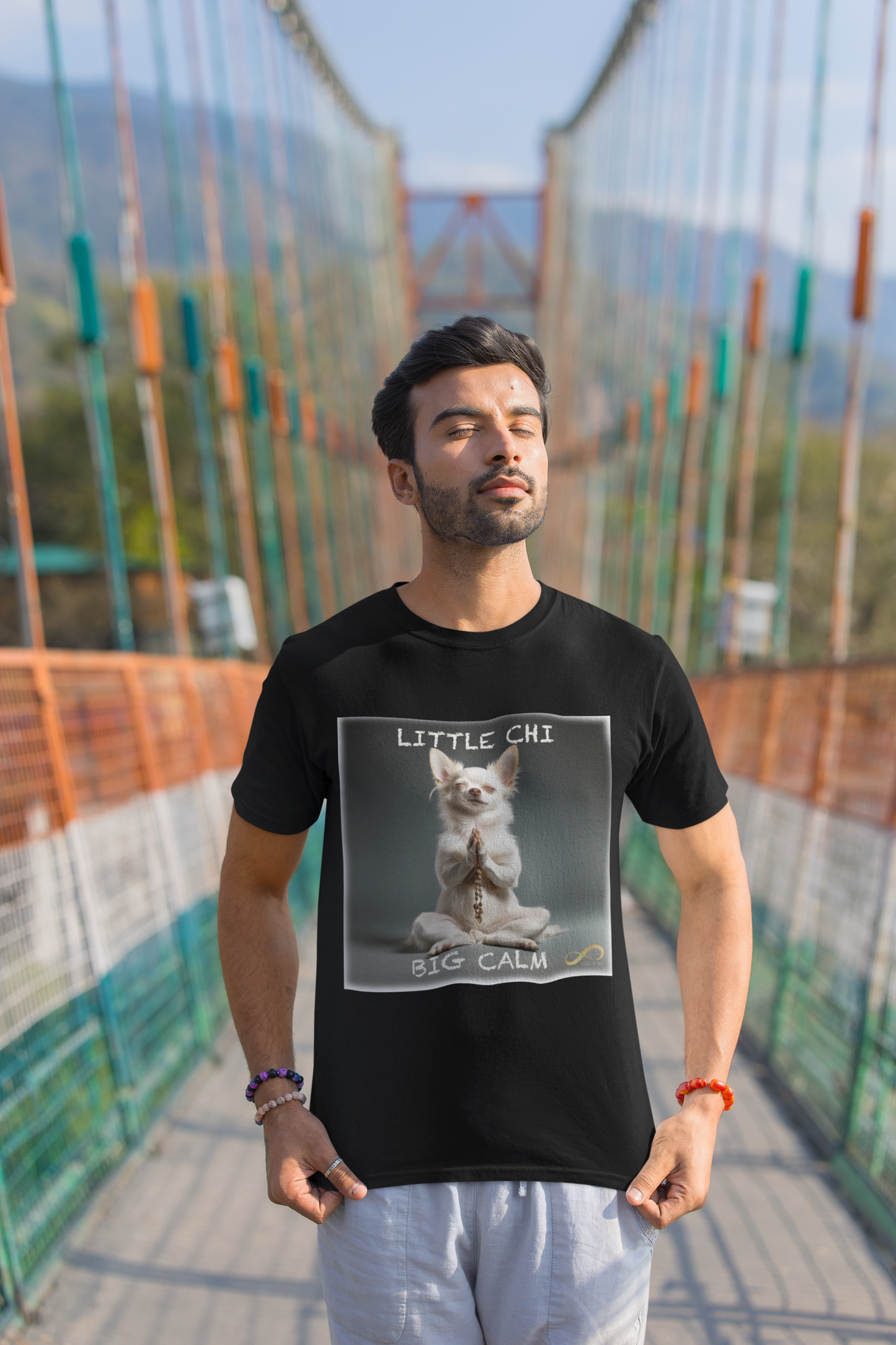 Meditating Zen Chihuahua with Mantra Men's Shirt