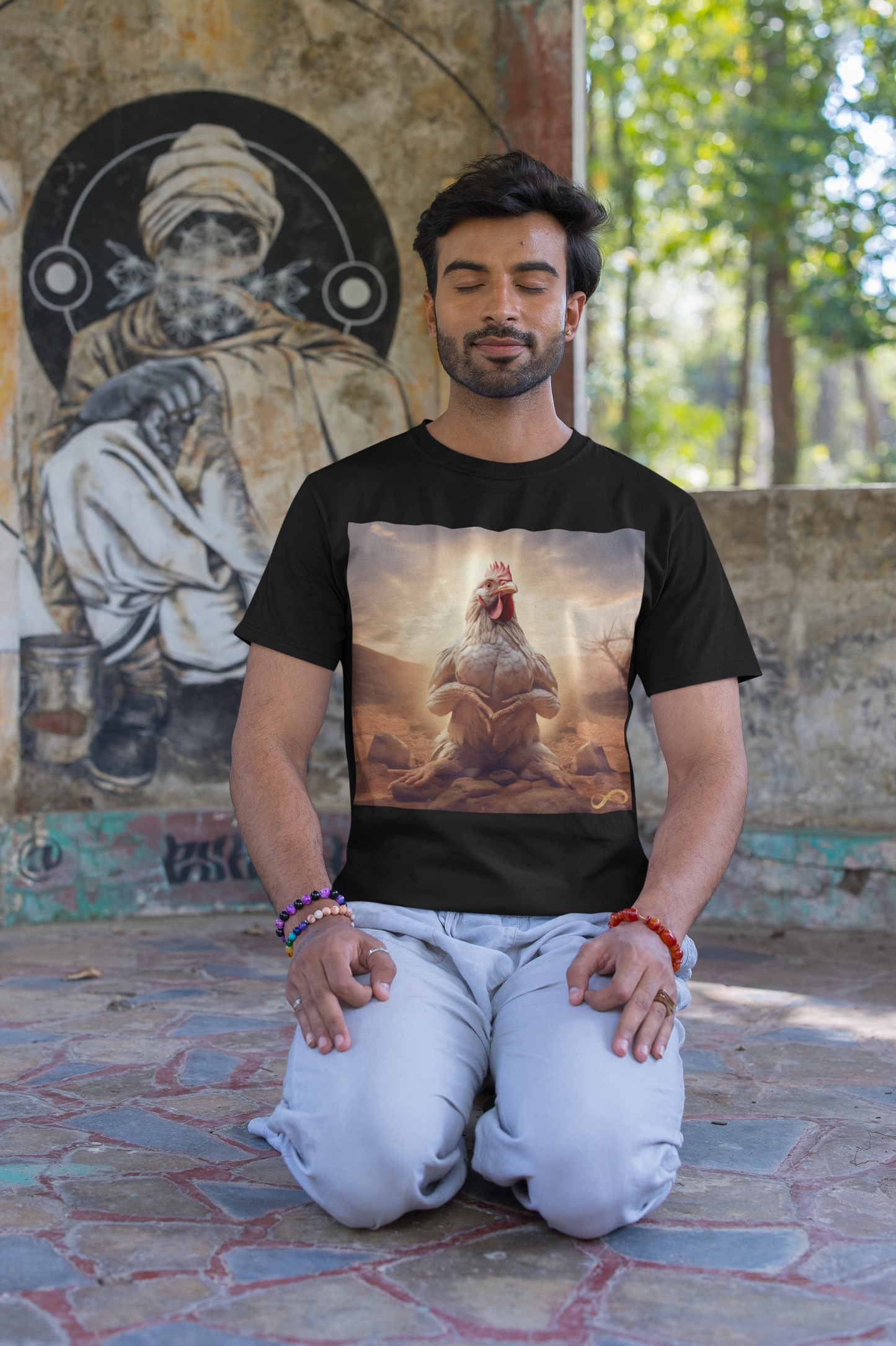 Meditating Zen Hen Men's Shirt