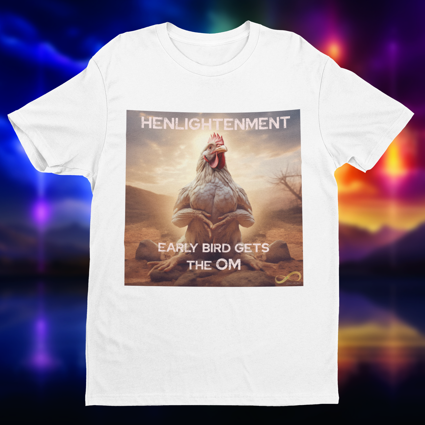 Meditating Zen Hen with Mantra Men's Shirt