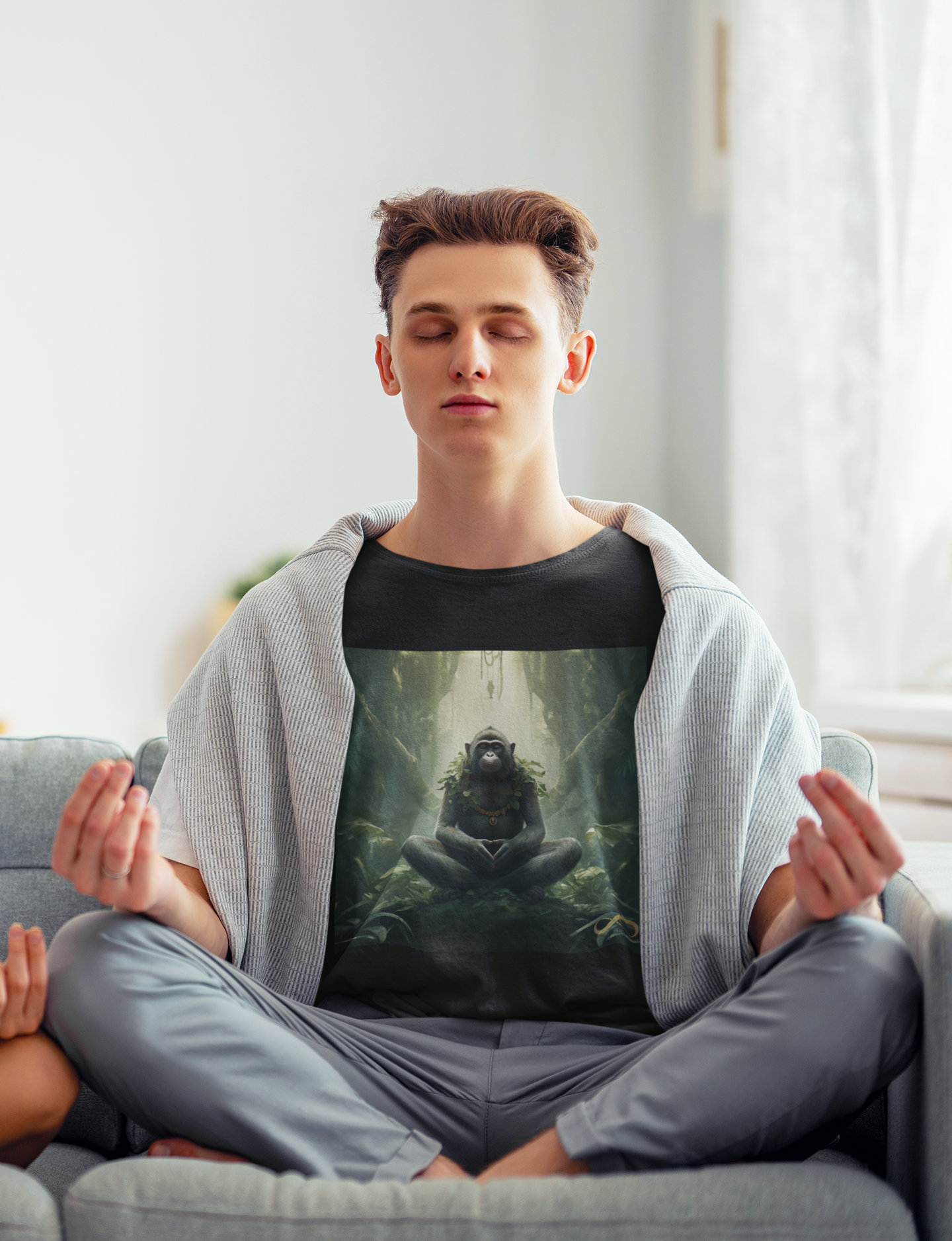 Meditating Zen Monkey Mind Men's Shirt