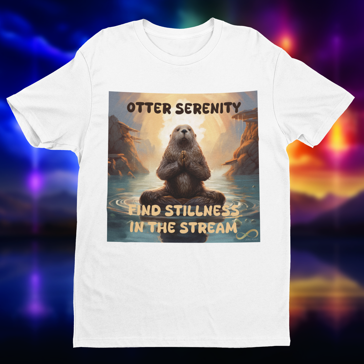 Meditating Zen Otter with Mantra Men's Shirt