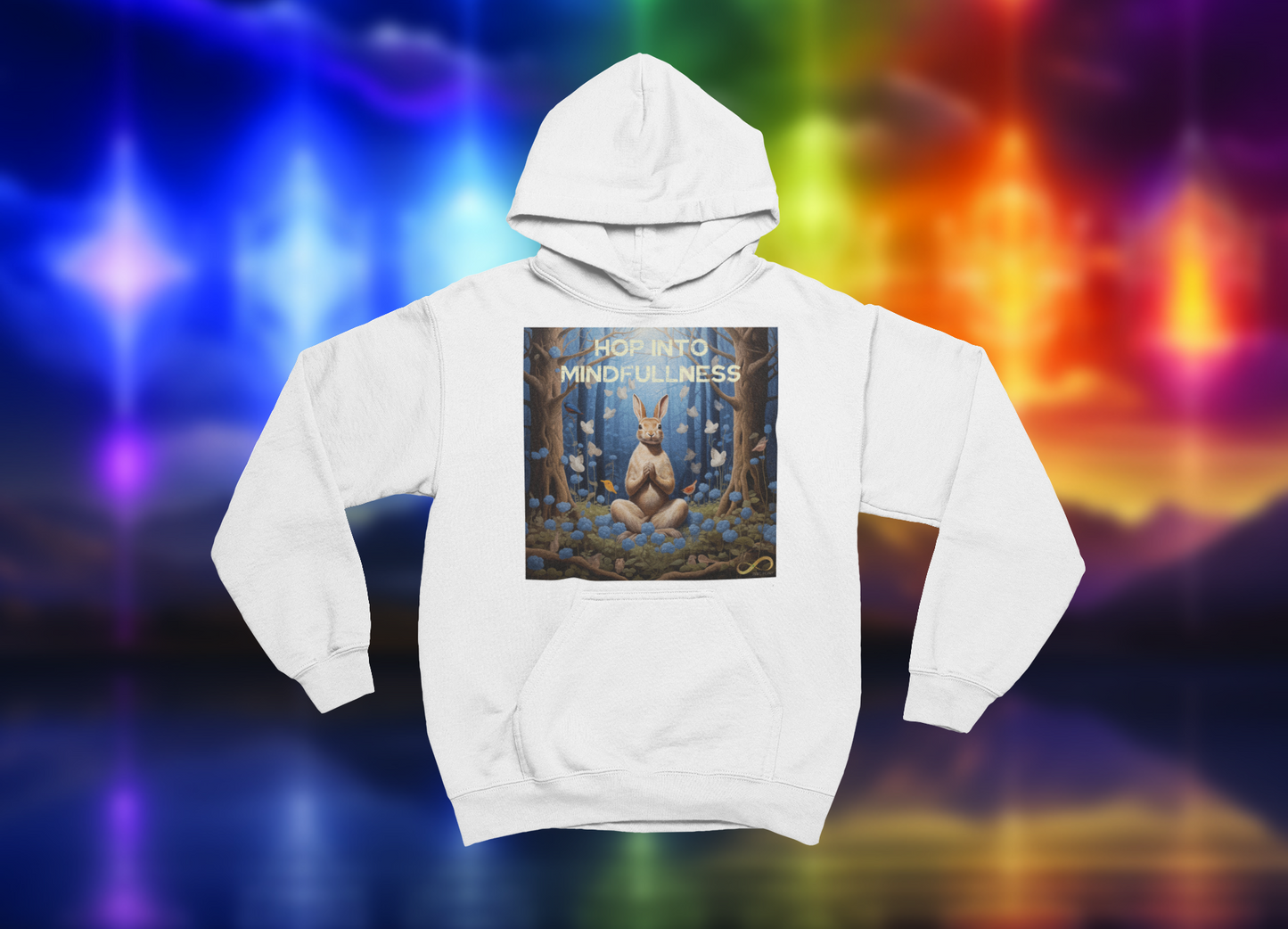 Meditating Zen Rabbit with Mantra Hoodie