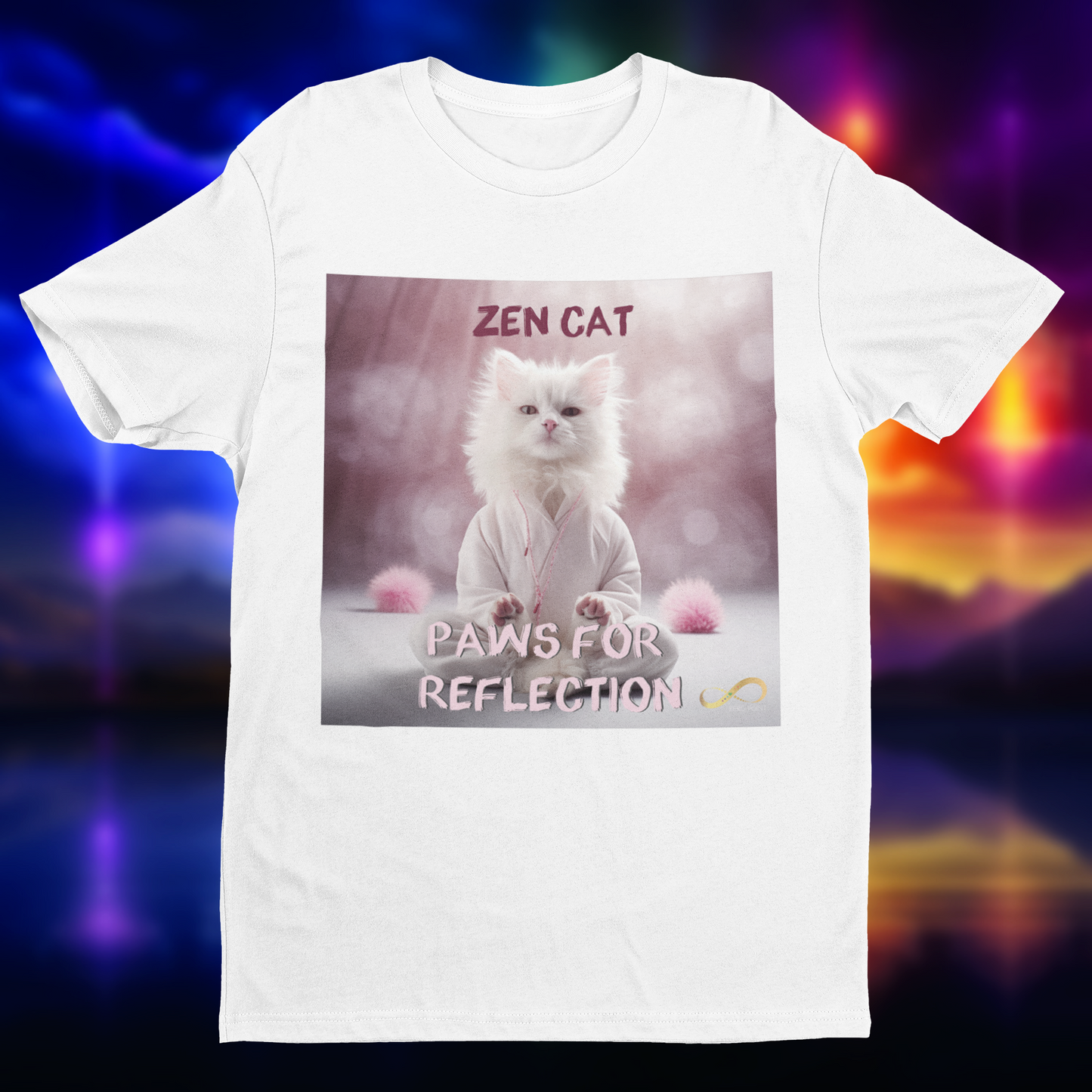 Meditating Zen Cat with Mantra Men's Shirt