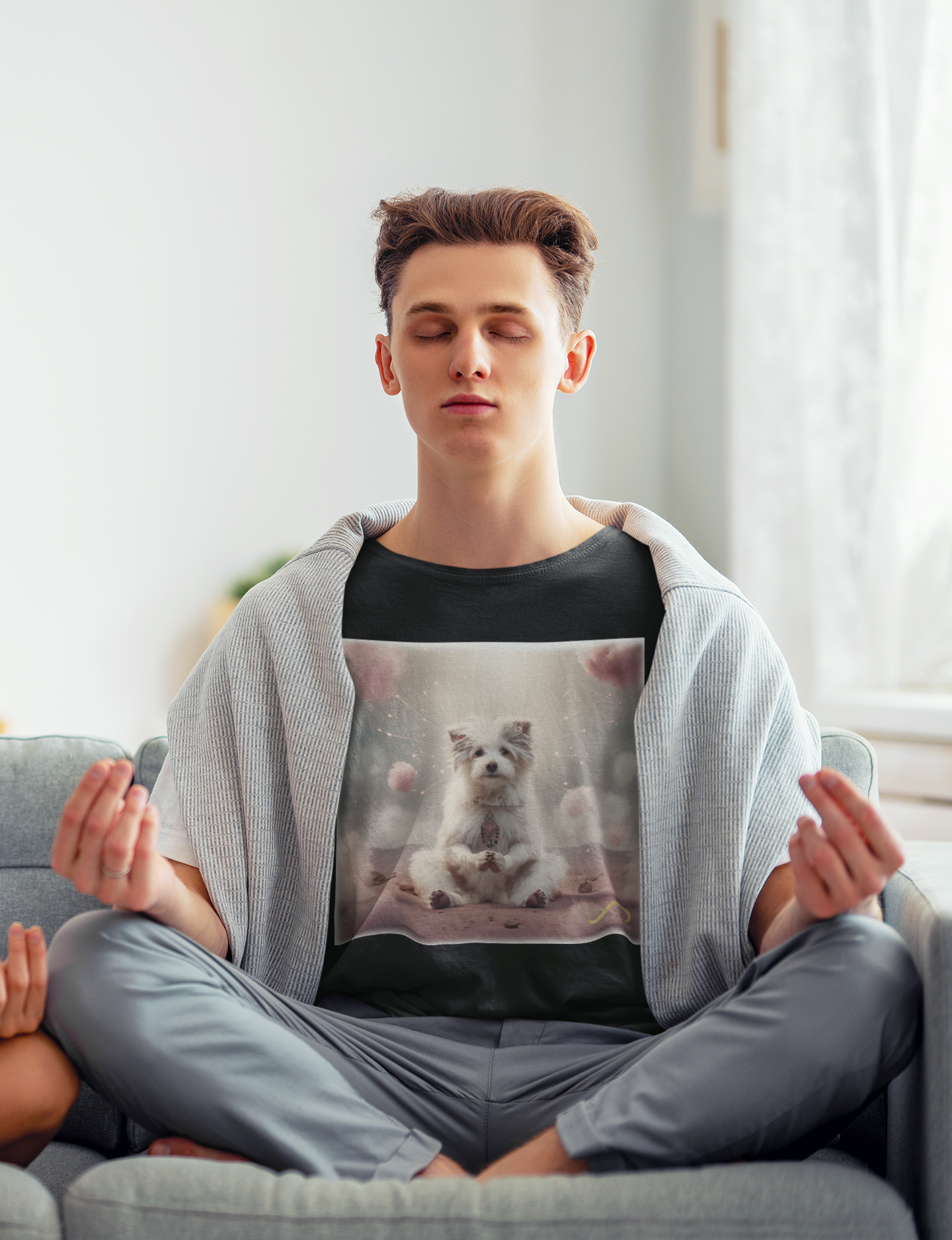 Meditating Zen Dog Men's Shirt