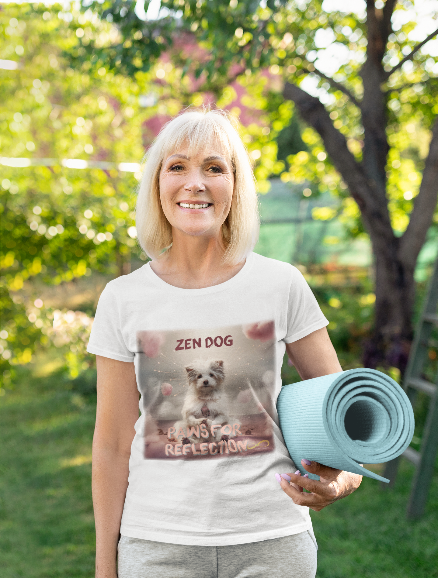 Meditating Zen Dog with Mantra Women's Shirt