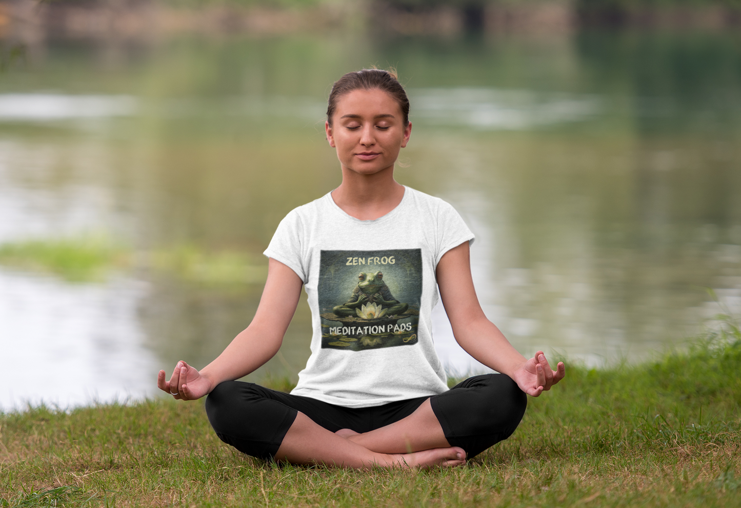 Meditating Zen Frog with Mantra Women's Shirt