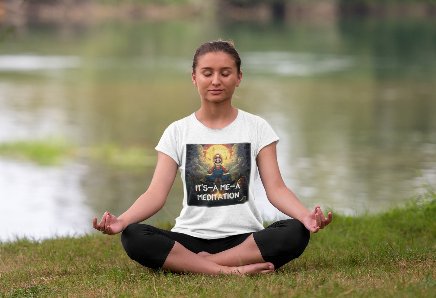 Meditating Zen Gamer with Mantra Women's Shirt