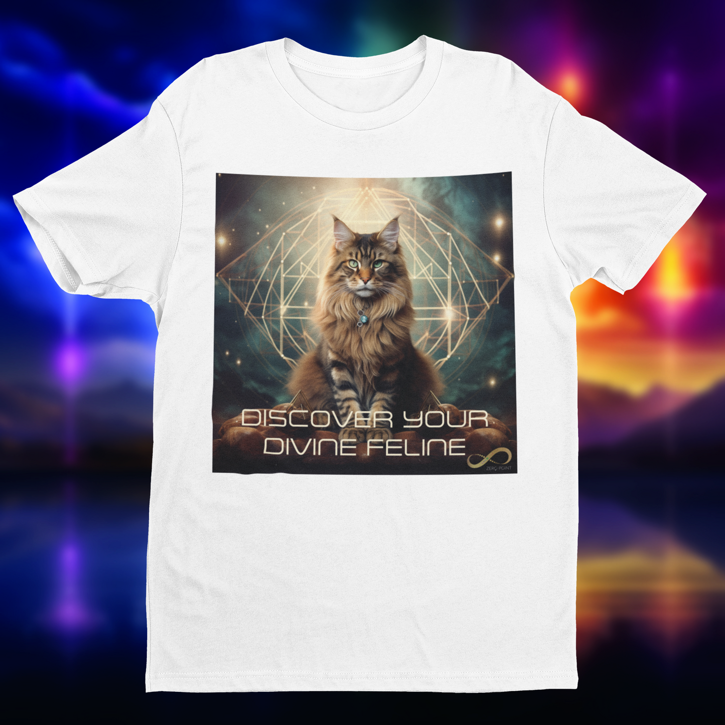 Meditating Zen Divine Feline with Mantra Men's shirt