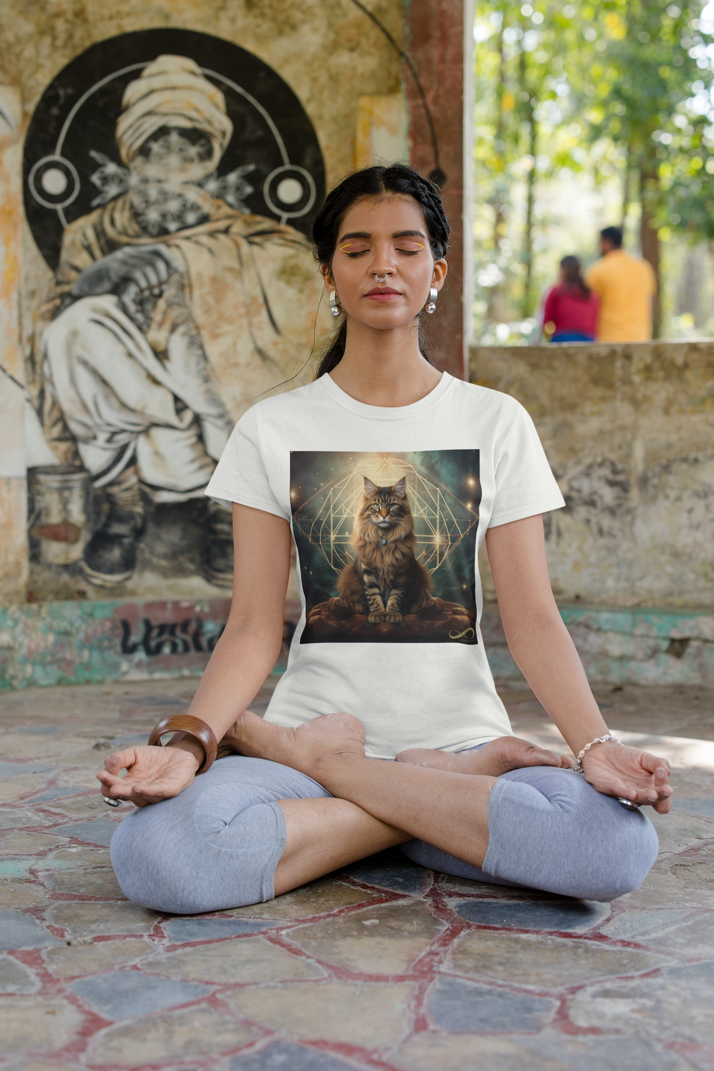 Meditating Zen Divine Feline Women's Shirt