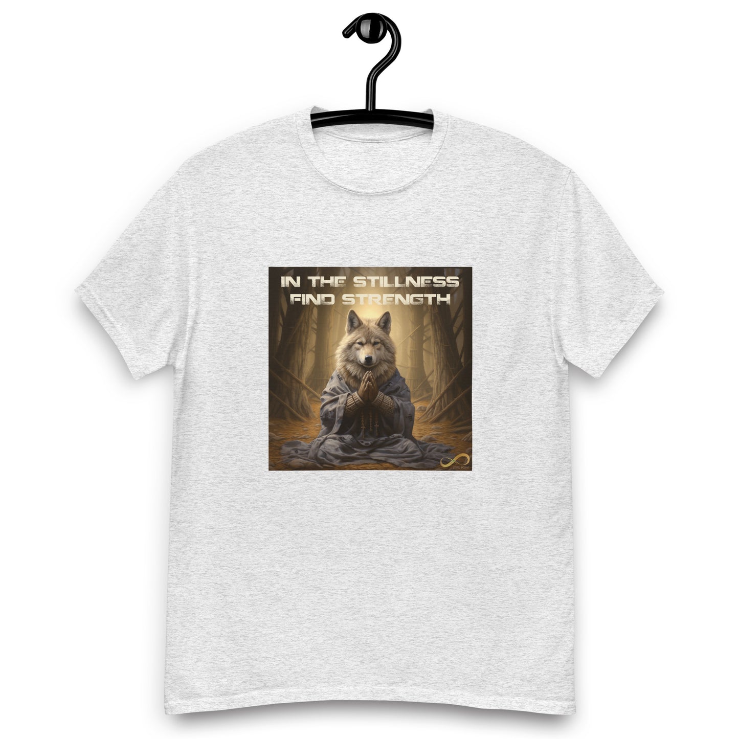 Meditating Zen Wolf with Mantra Men's Shirt