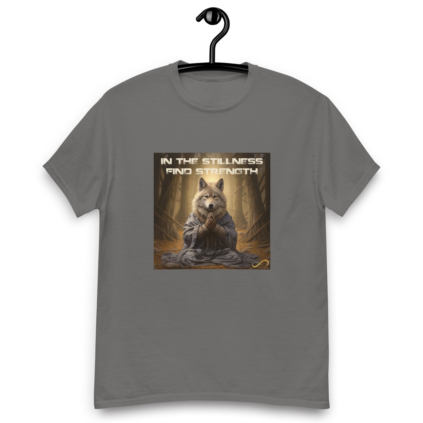 Meditating Zen Wolf with Mantra Men's Shirt