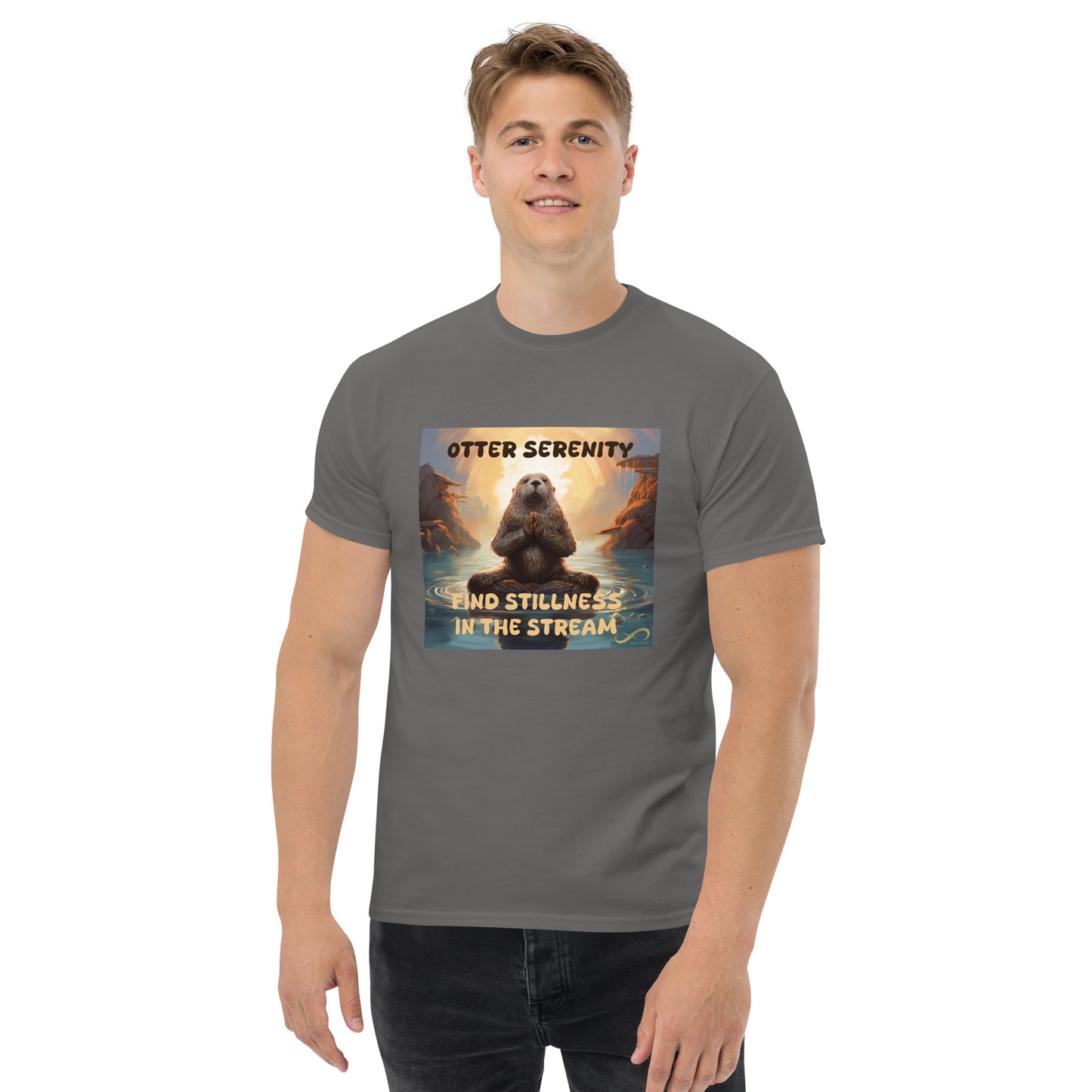 Meditating Zen Otter with Mantra Men's Shirt