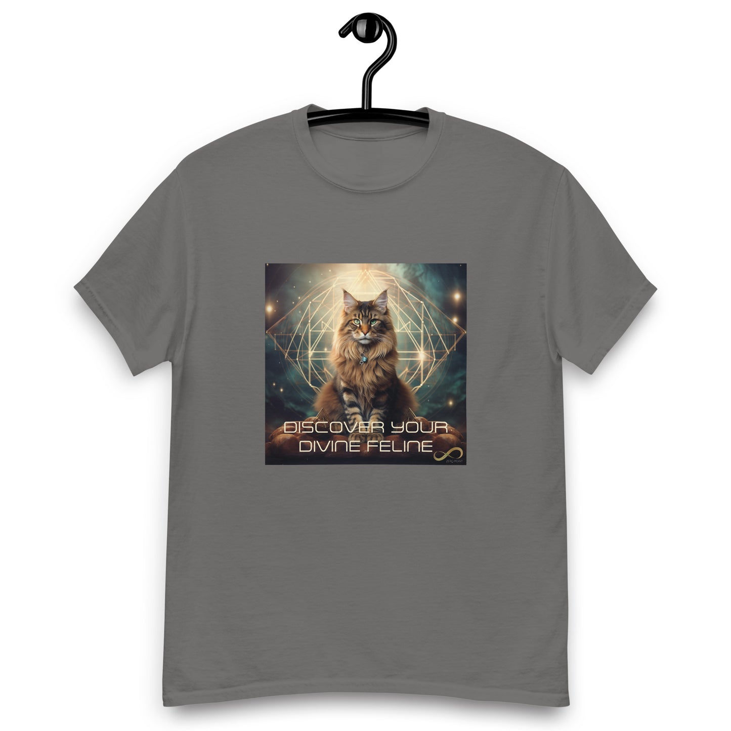 Meditating Zen Divine Feline with Mantra Men's Shirt