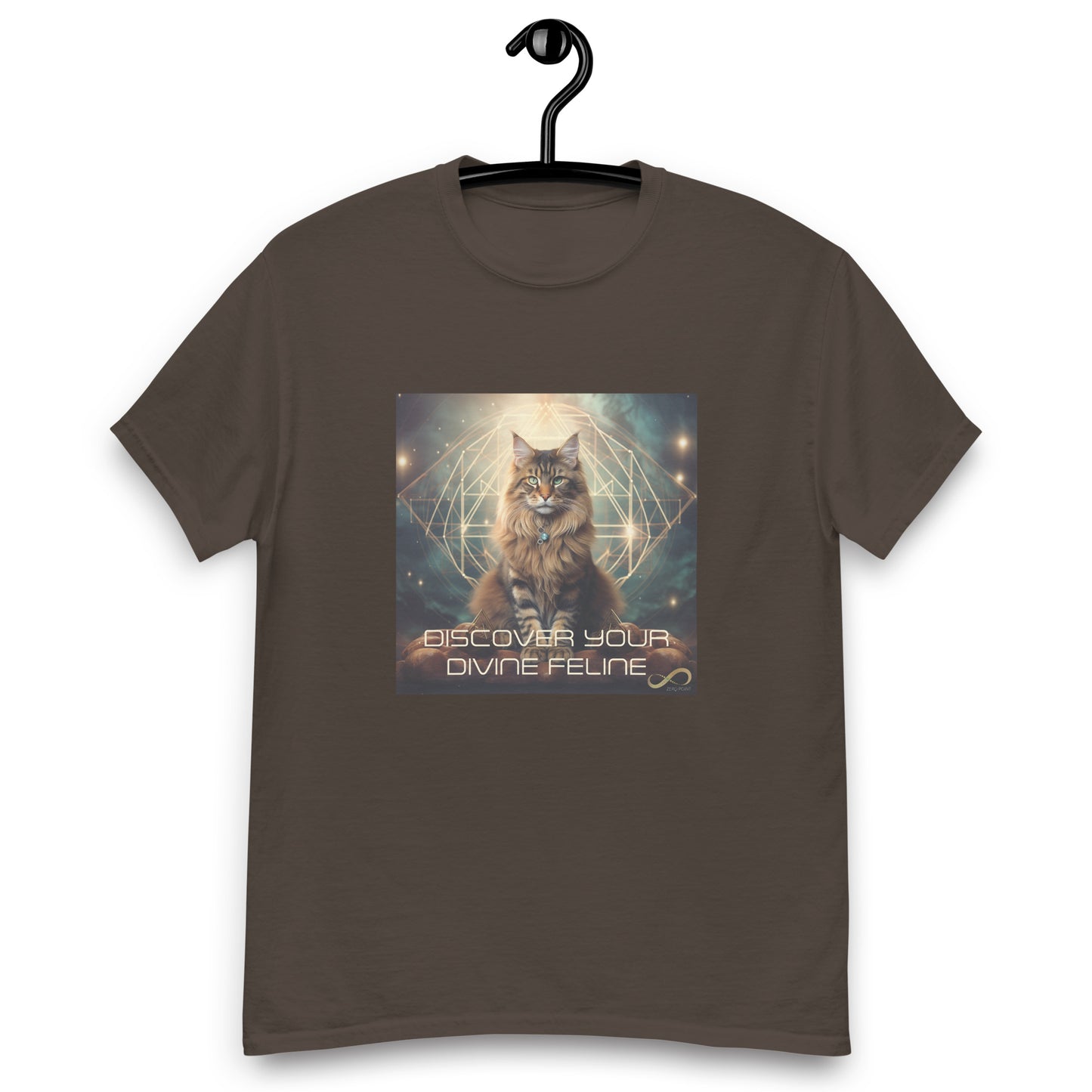 Meditating Zen Divine Feline with Mantra Men's shirt