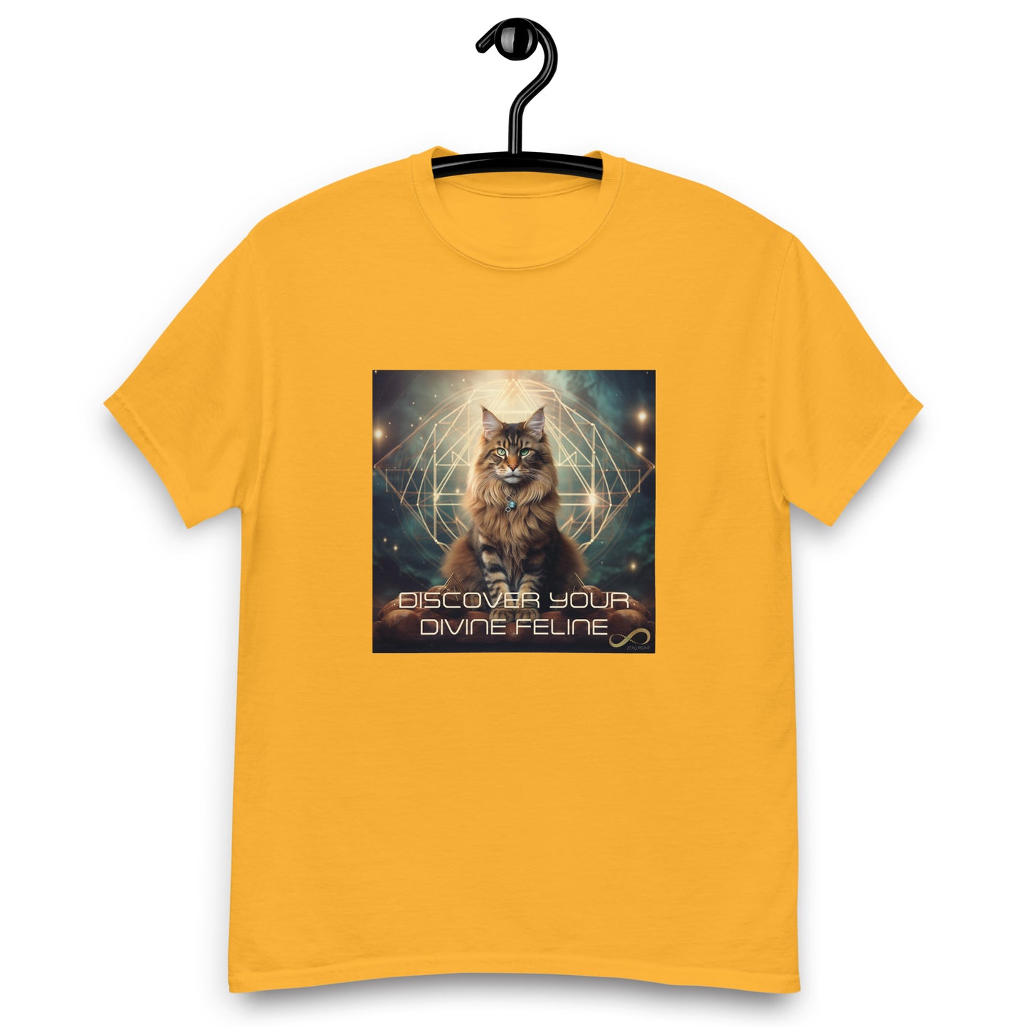 Meditating Zen Divine Feline with Mantra Men's Shirt