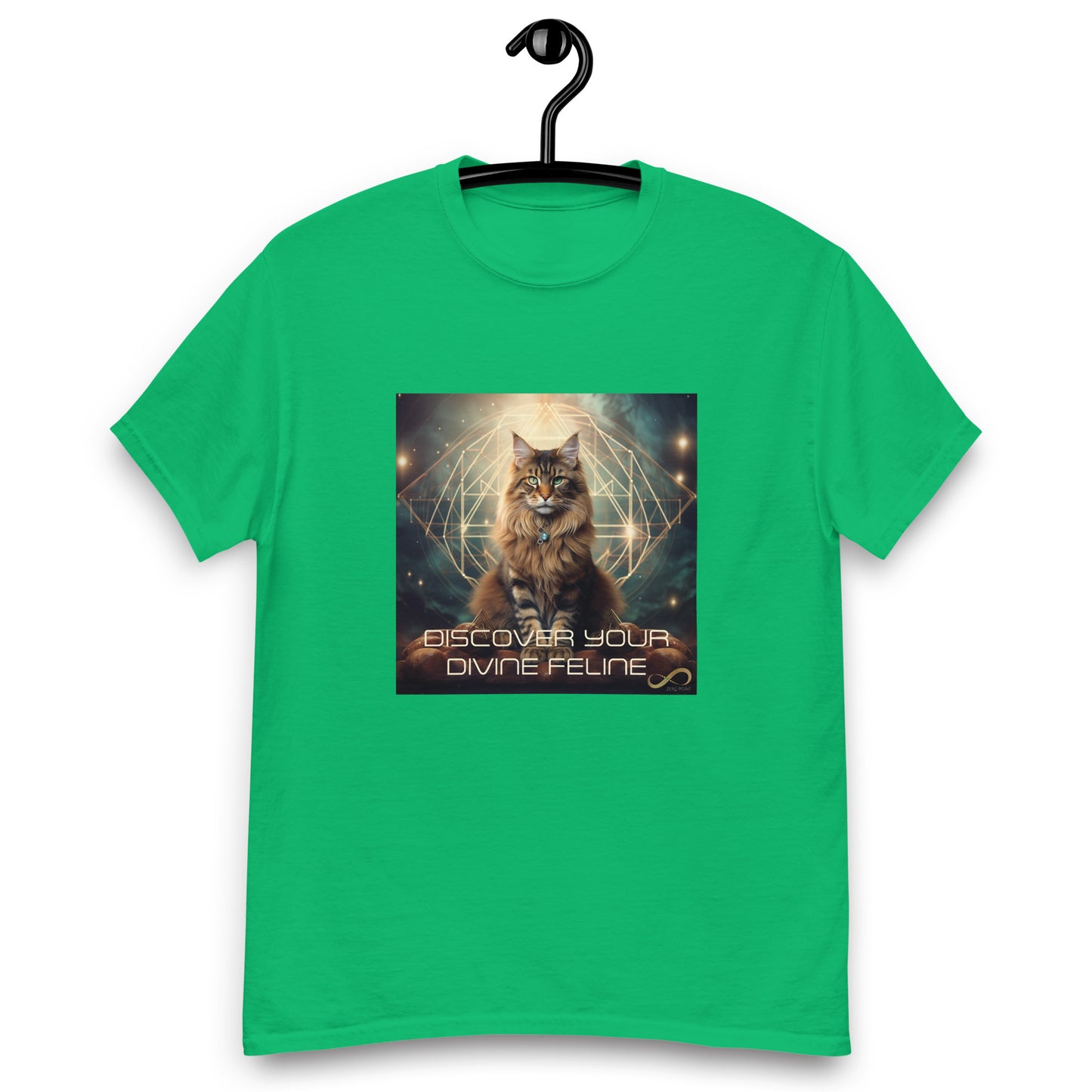 Meditating Zen Divine Feline with Mantra Men's shirt