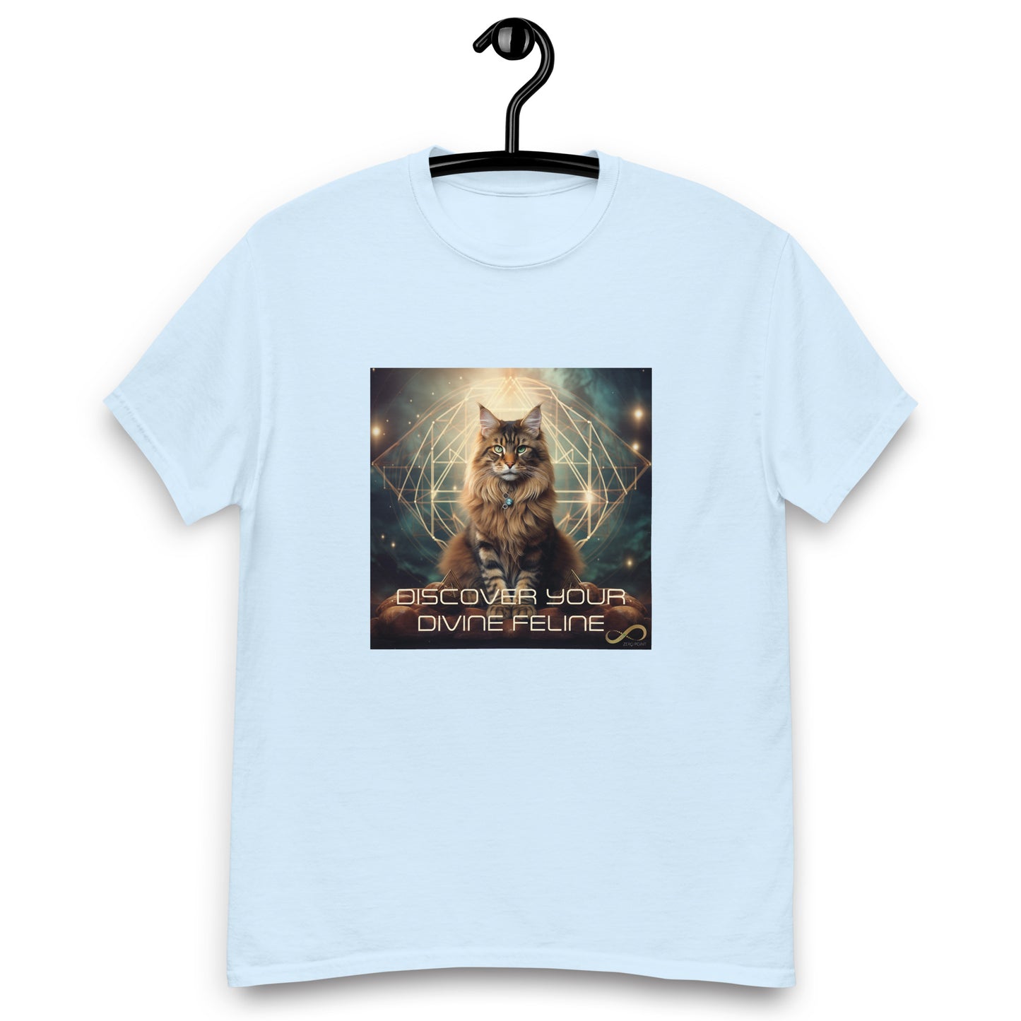 Meditating Zen Divine Feline with Mantra Men's shirt