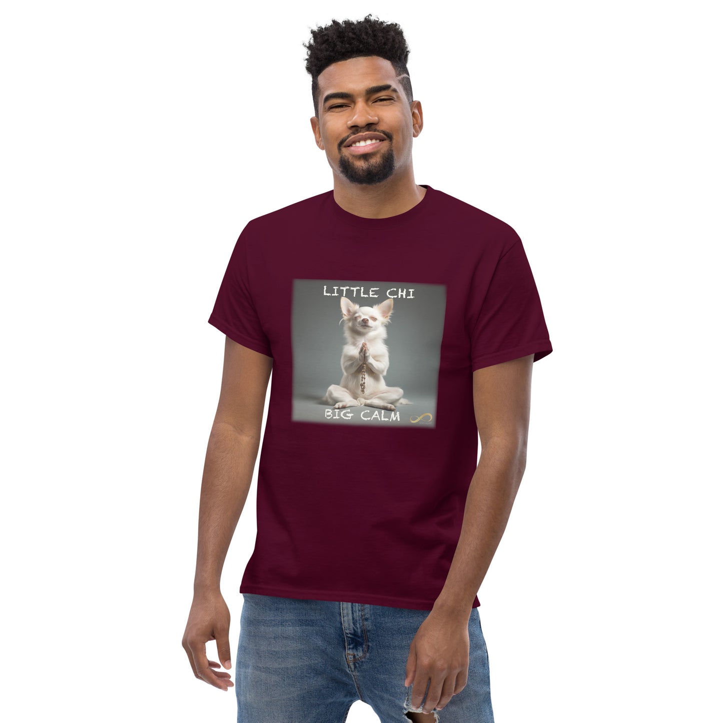 Meditating Zen Chihuahua with Mantra Men's Shirt