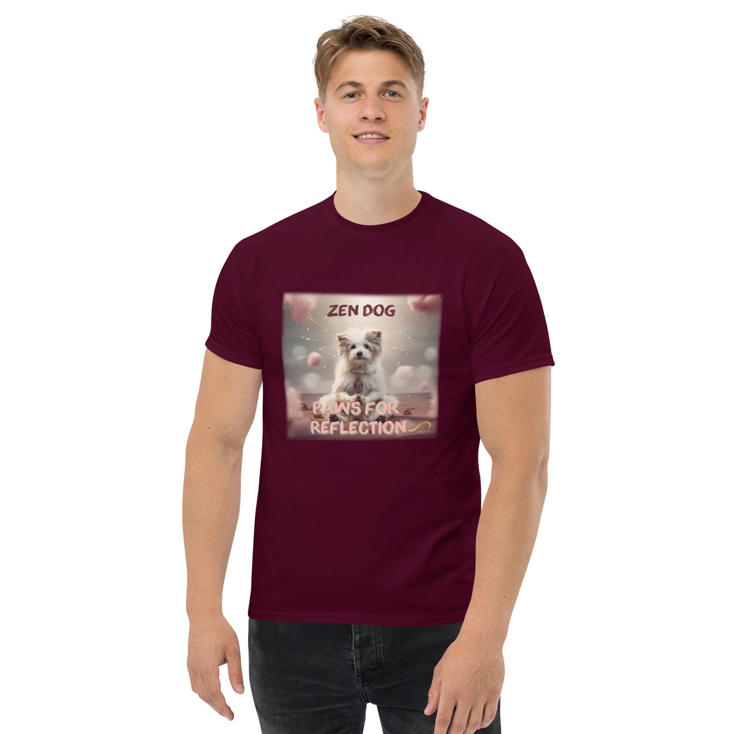 Meditating Zen Dog with Mantra Men's Shirt