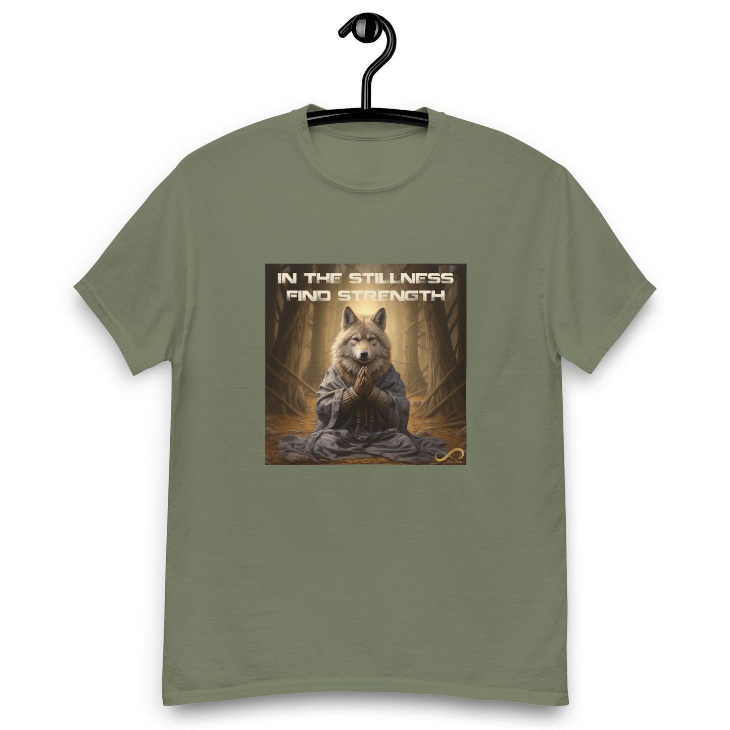 Meditating Zen Wolf with Mantra Men's Shirt