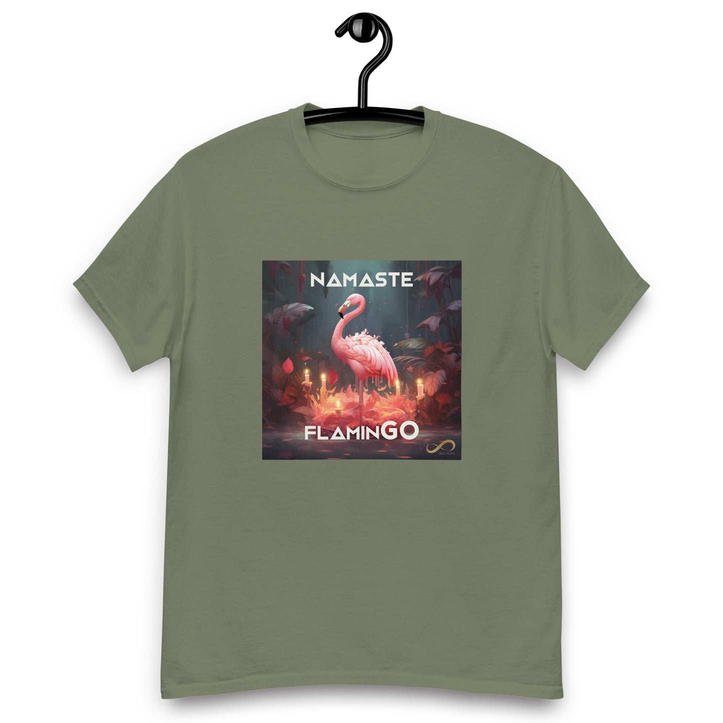 Meditating Zen Flamingo with Mantra Men's Shirt