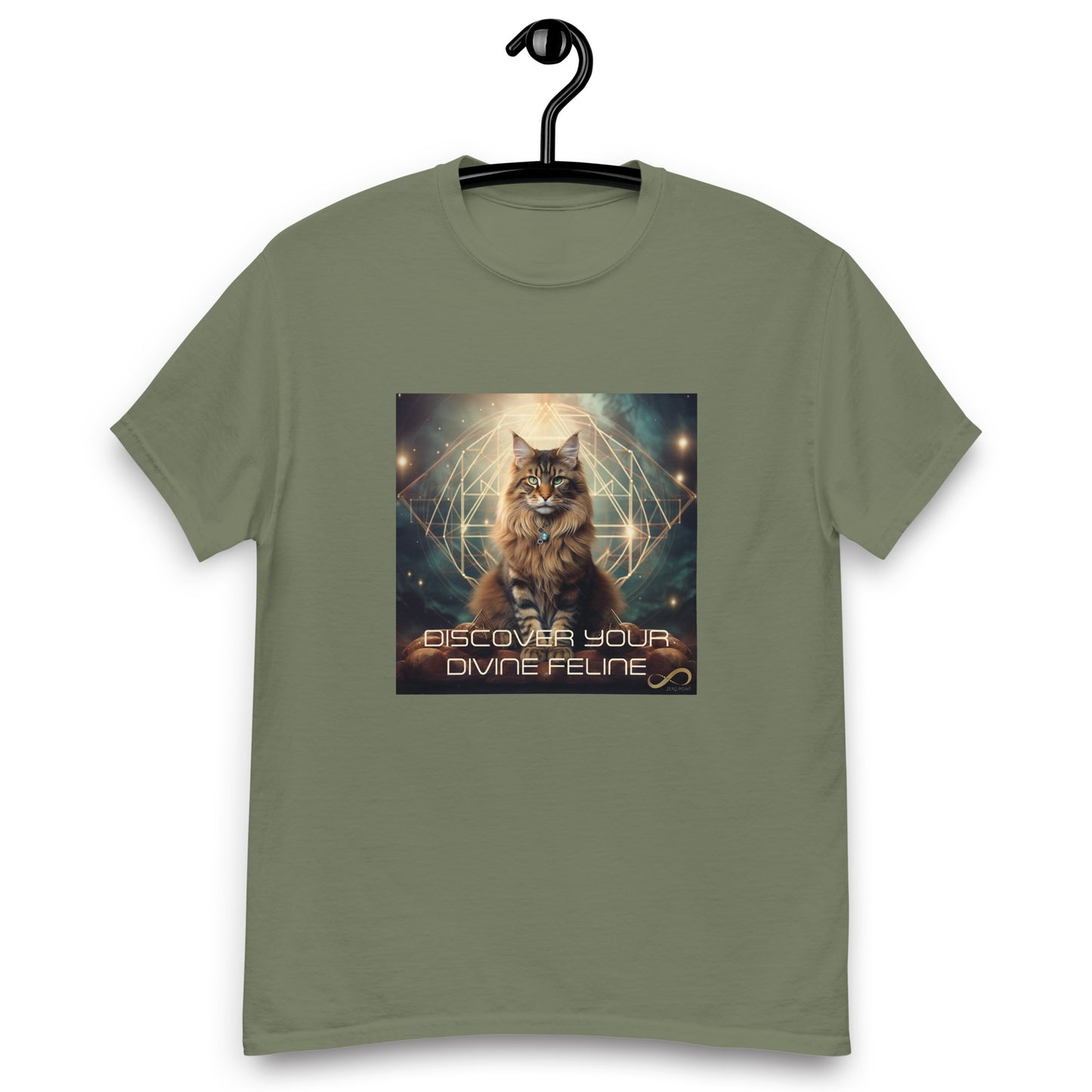 Meditating Zen Divine Feline with Mantra Men's Shirt