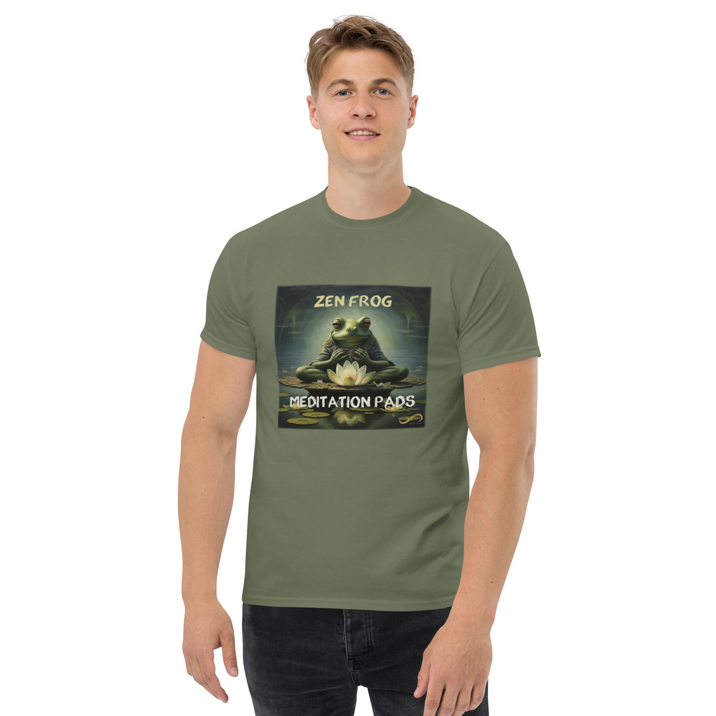 Meditating Zen Frog with Mantra Men's Shirt