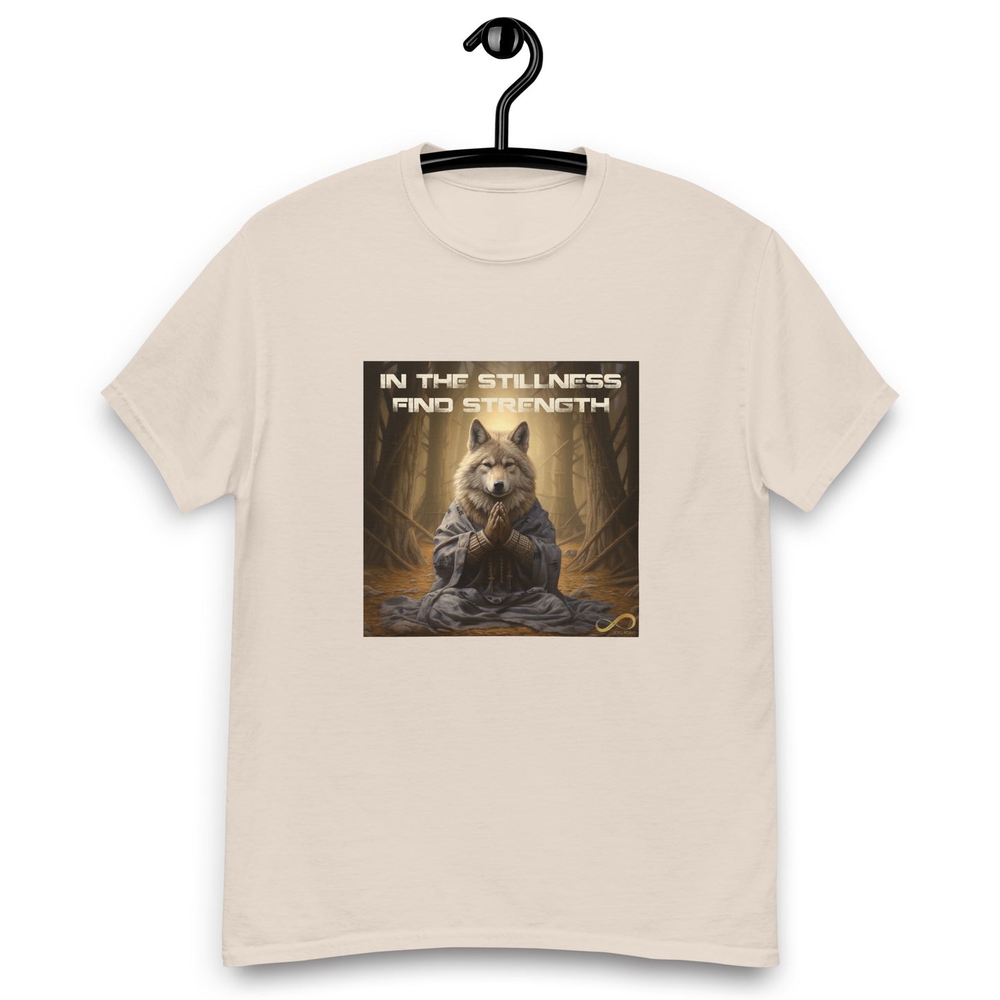 Meditating Zen Wolf with Mantra Men's Shirt