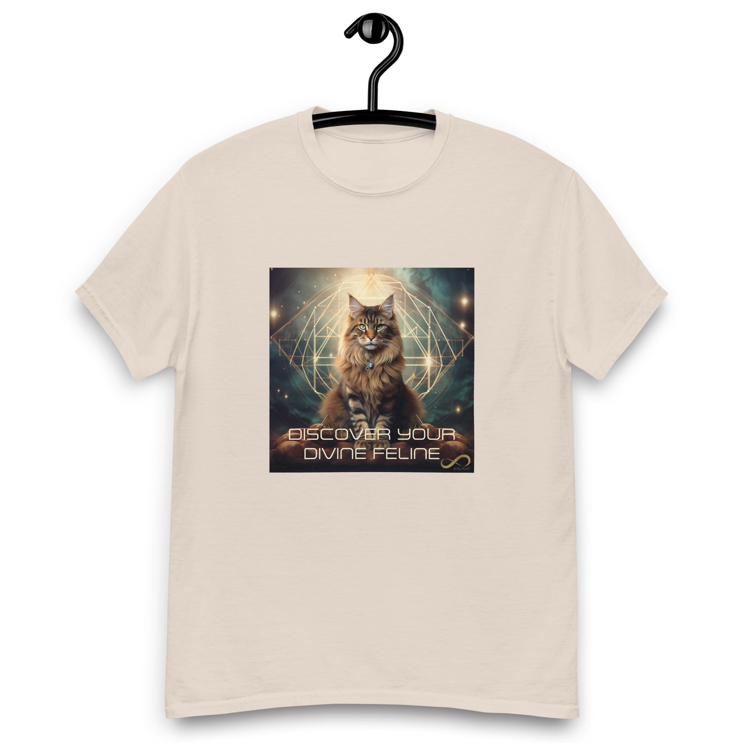 Meditating Zen Divine Feline with Mantra Men's Shirt