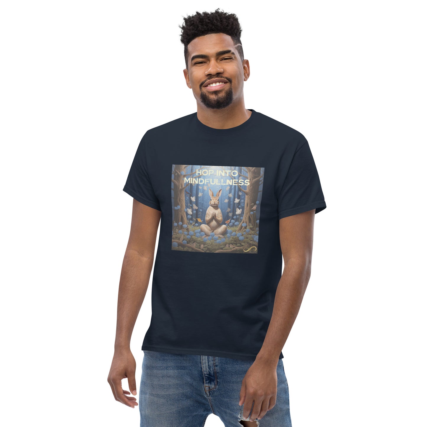 Meditating Zen Rabbit with Mantra Men's Shirt