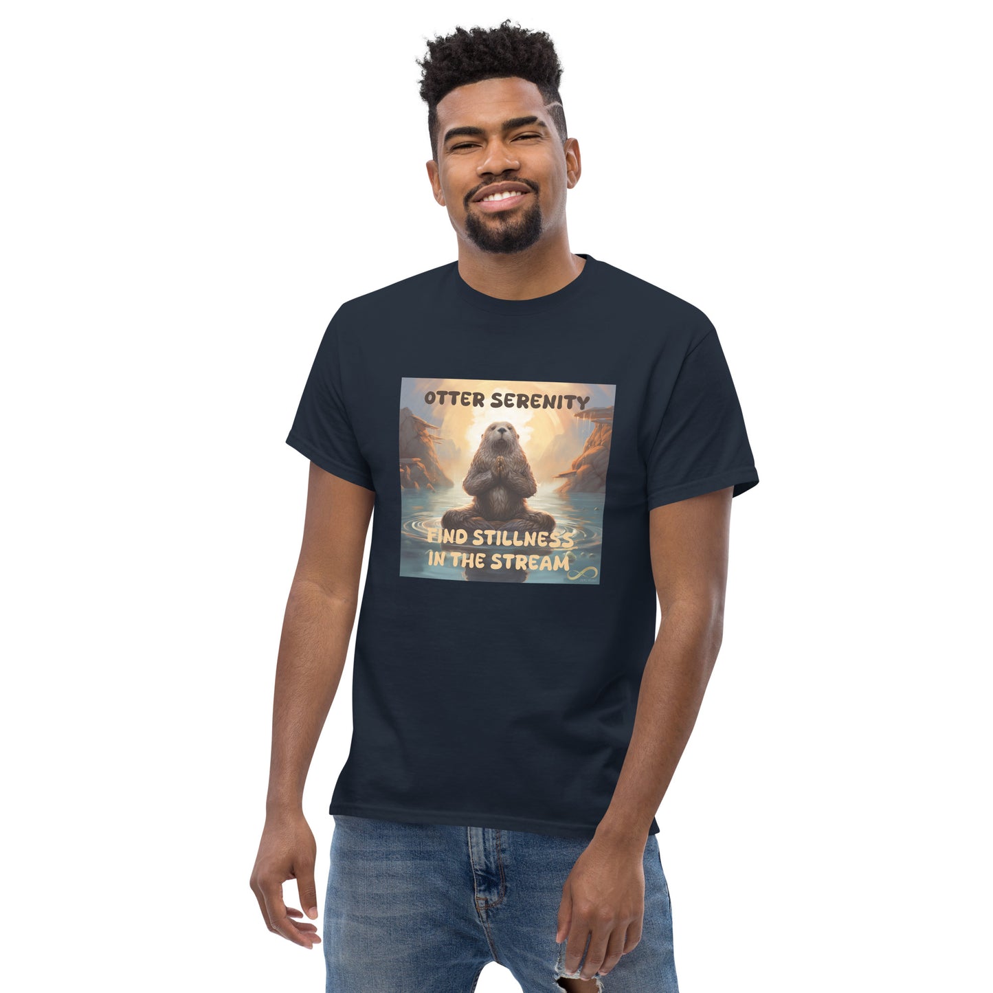 Meditating Zen Otter with Mantra Men's Shirt