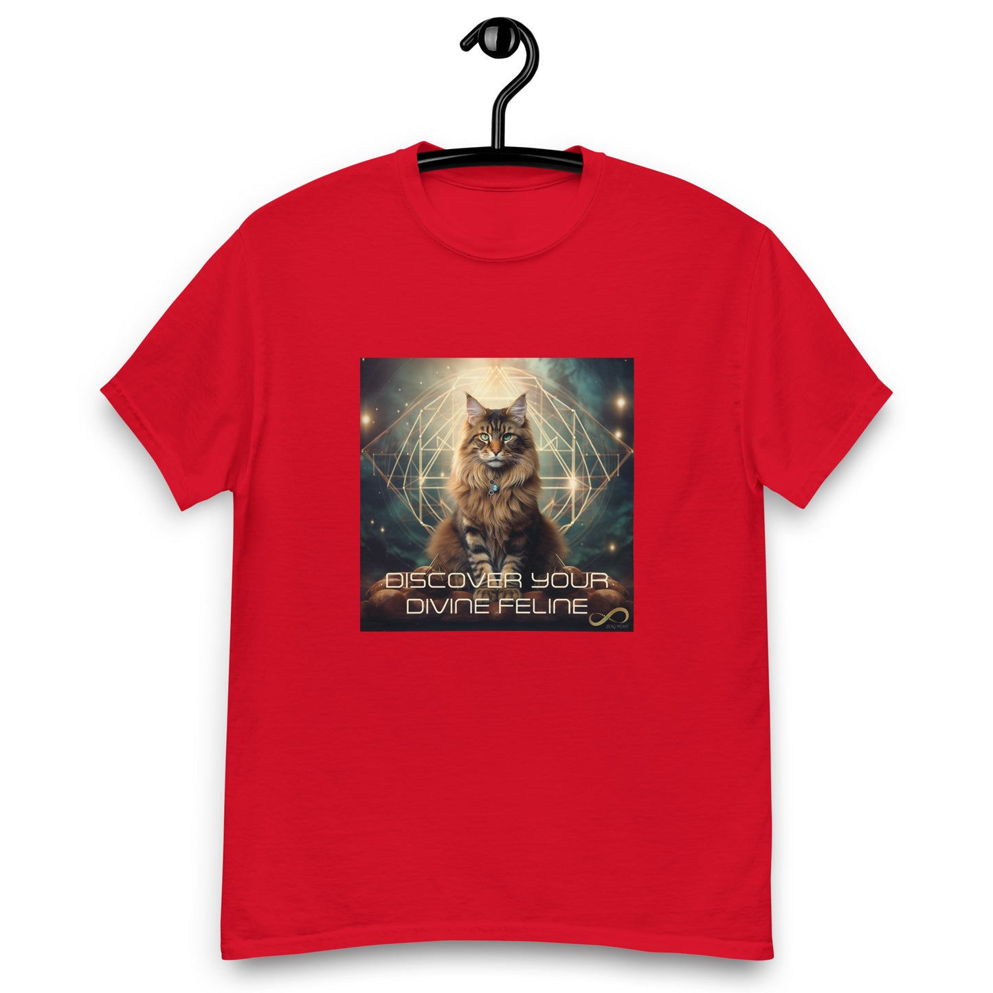 Meditating Zen Divine Feline with Mantra Men's shirt