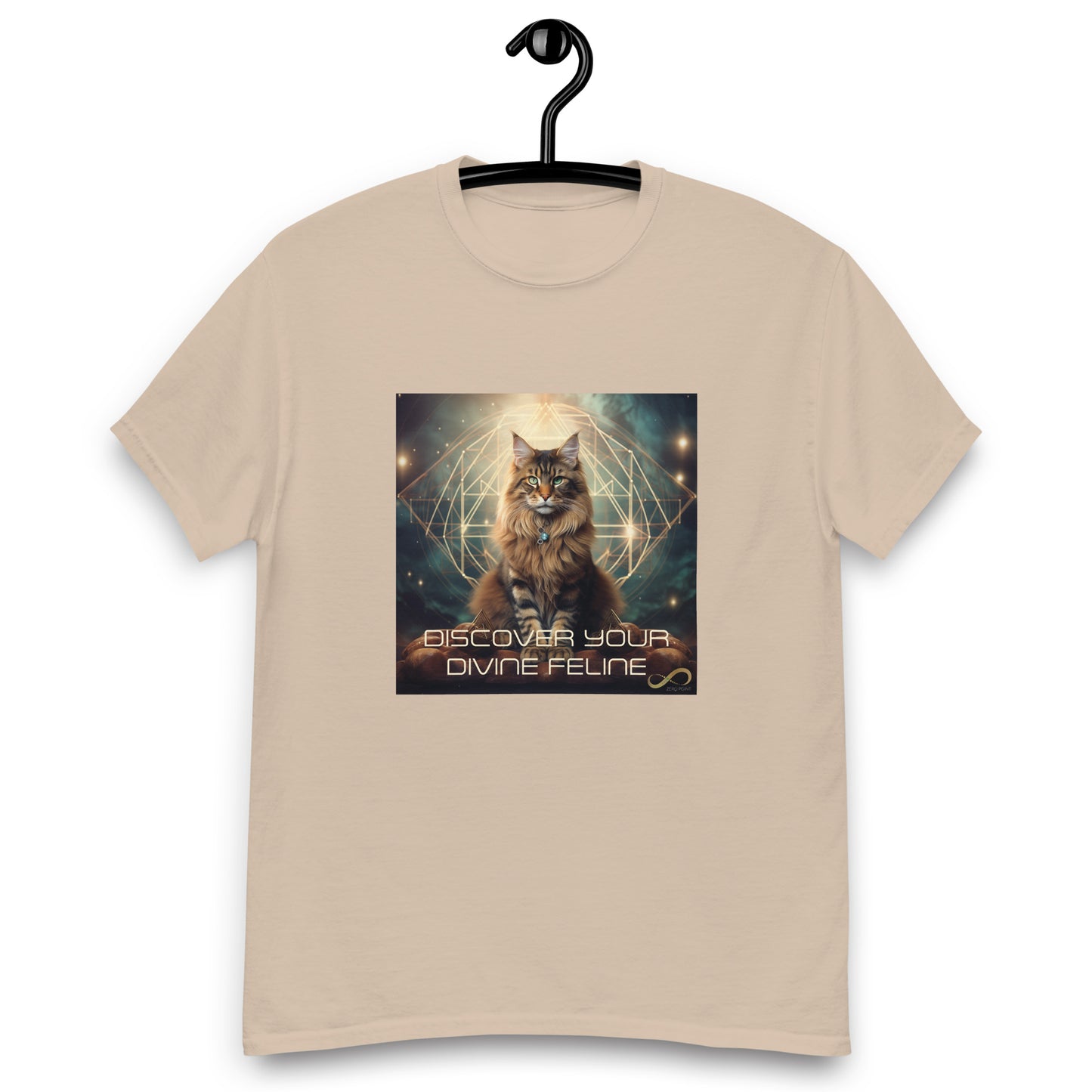 Meditating Zen Divine Feline with Mantra Men's shirt