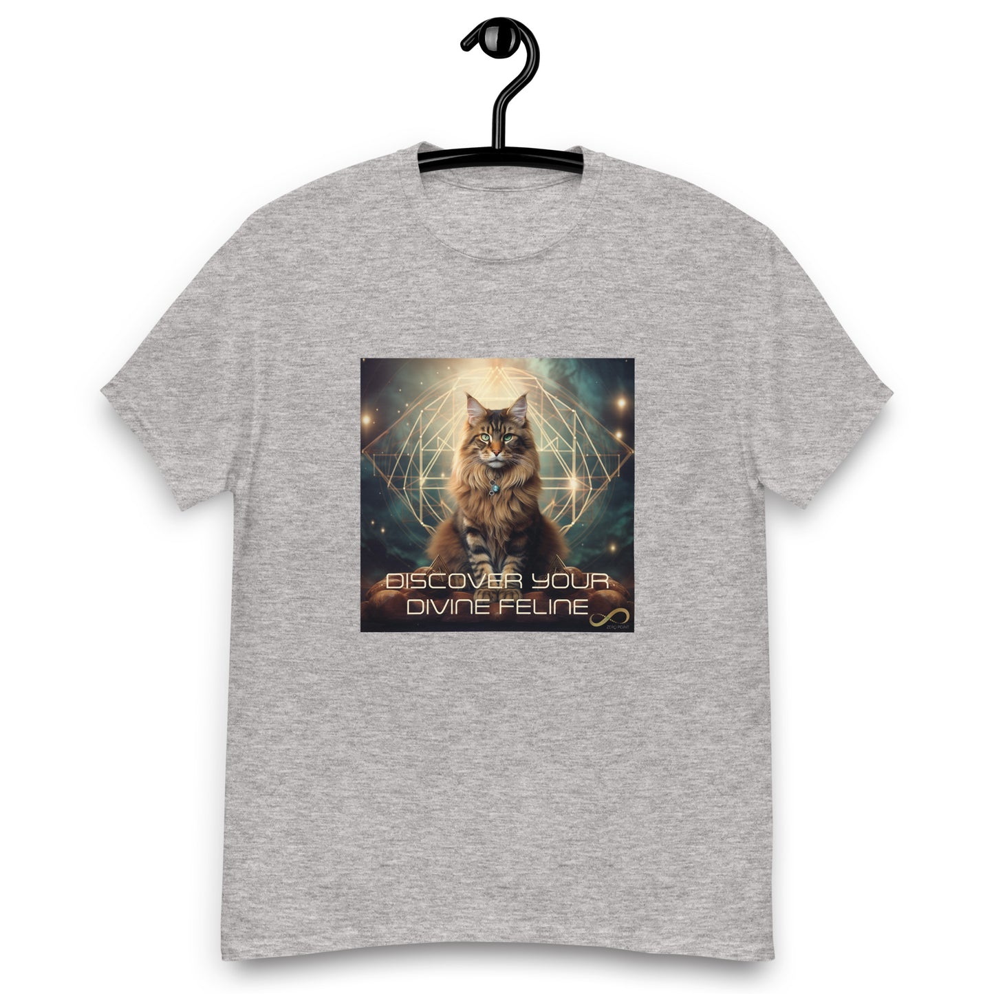 Meditating Zen Divine Feline with Mantra Men's shirt