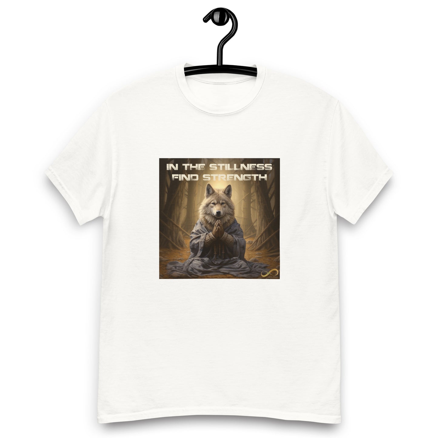 Meditating Zen Wolf with Mantra Men's Shirt