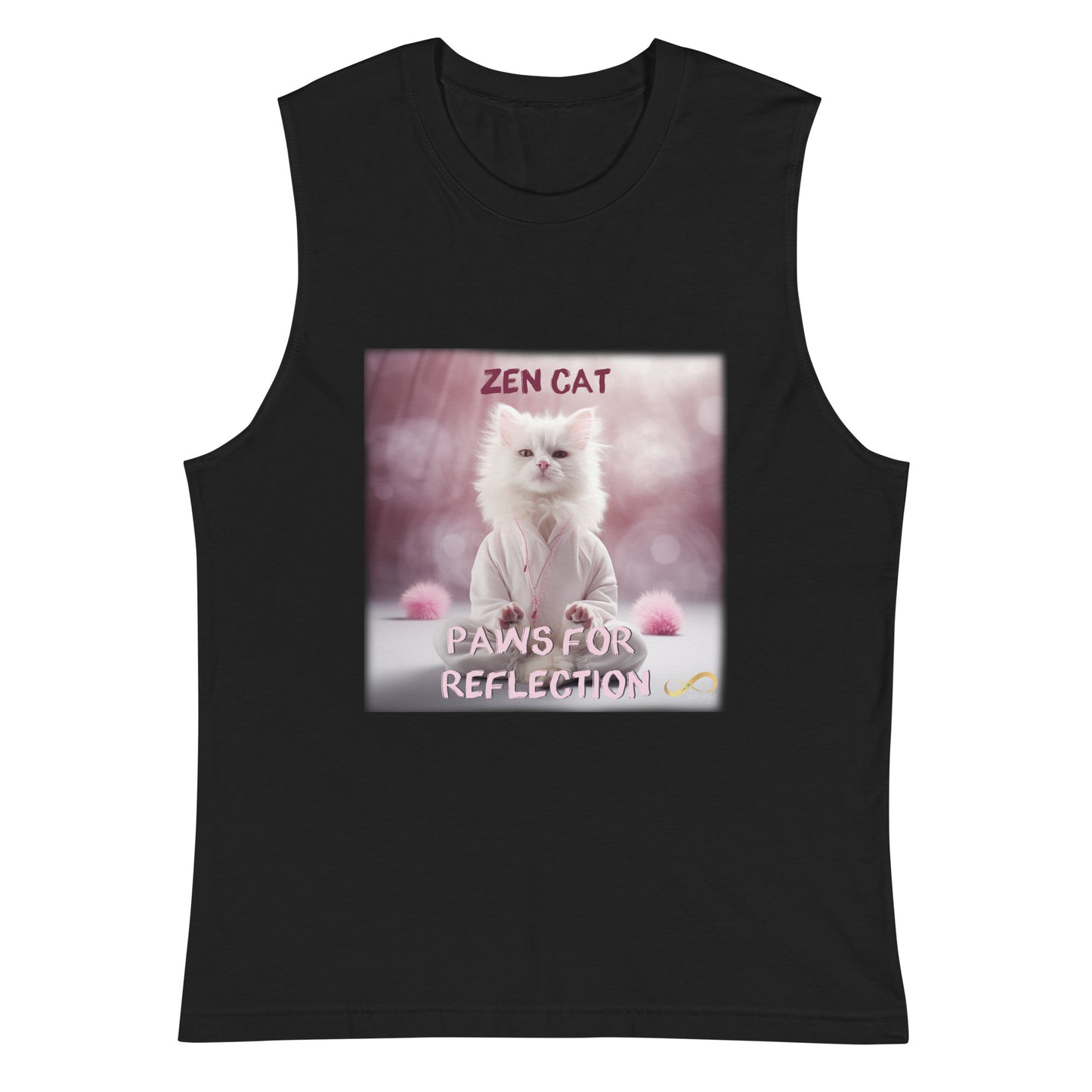 Meditating Zen Cat with Mantra Muscle Tank