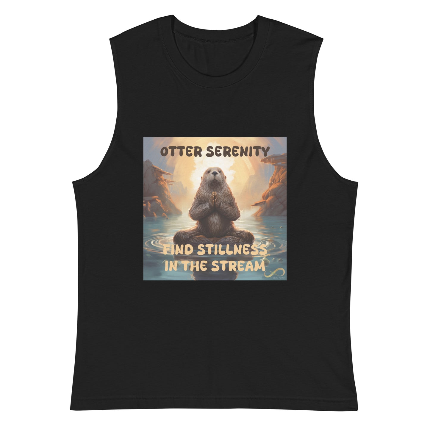 Meditating Zen Otter with Mantra Muscle Tank