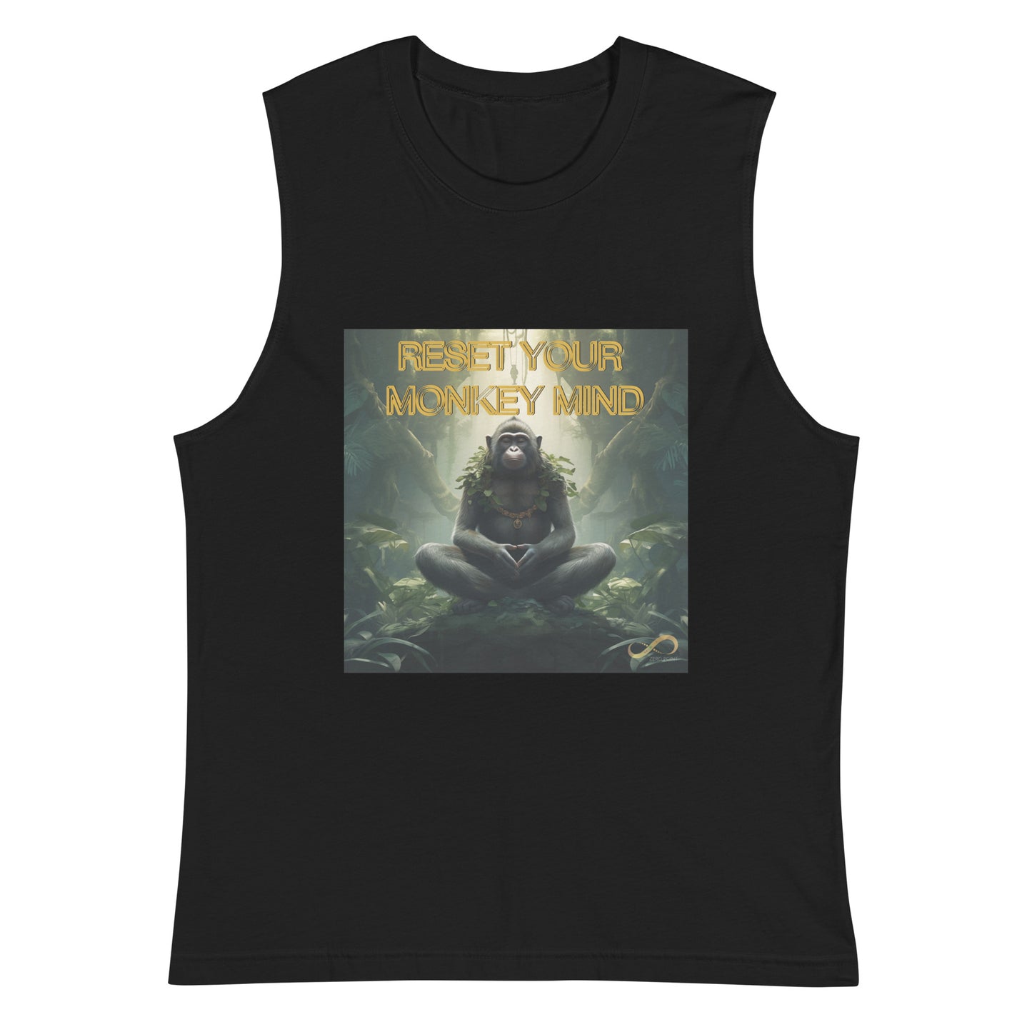 Meditating Zen Monkey Mind with Mantra Muscle Tank