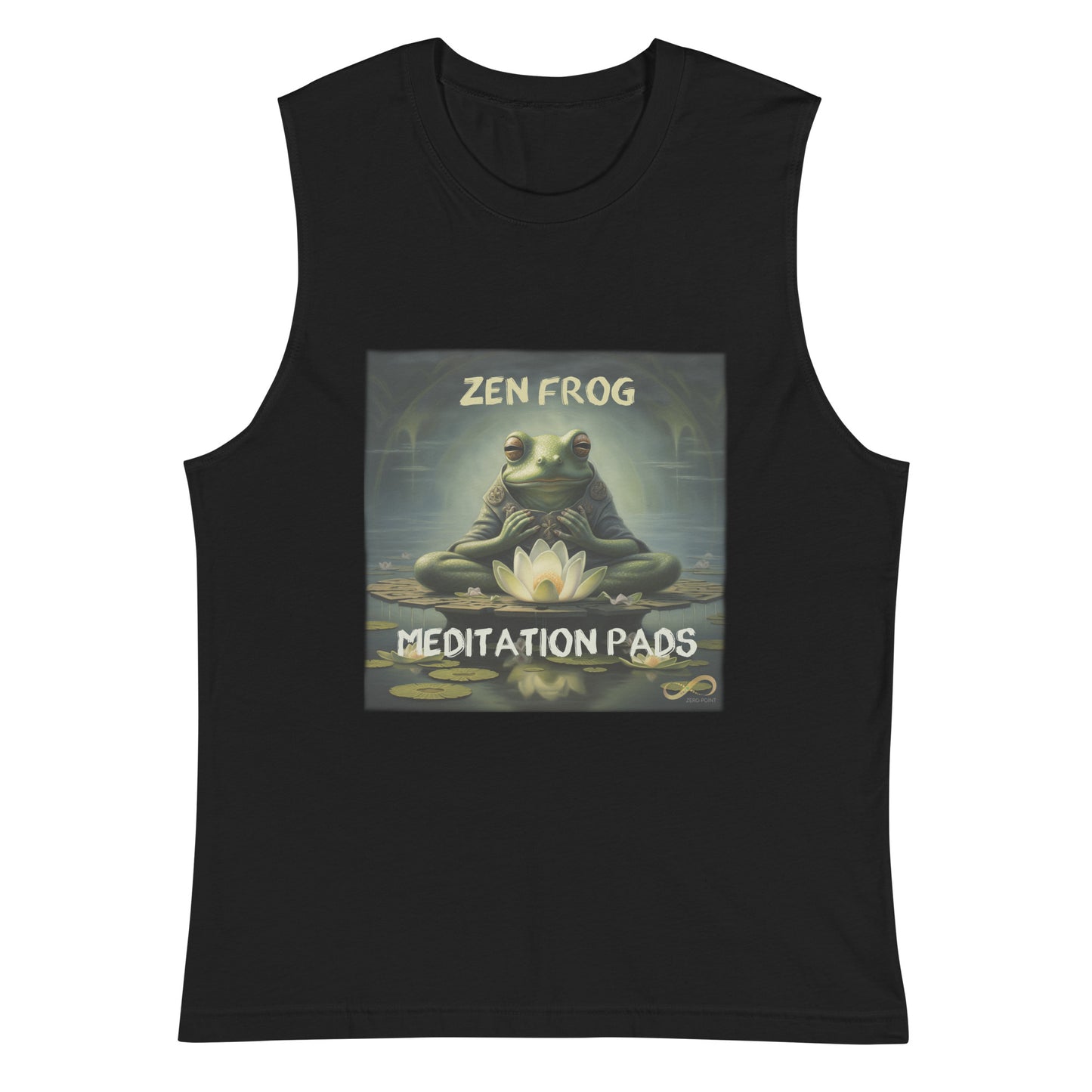 Meditating Zen Frog with Mantra Muscle Tank