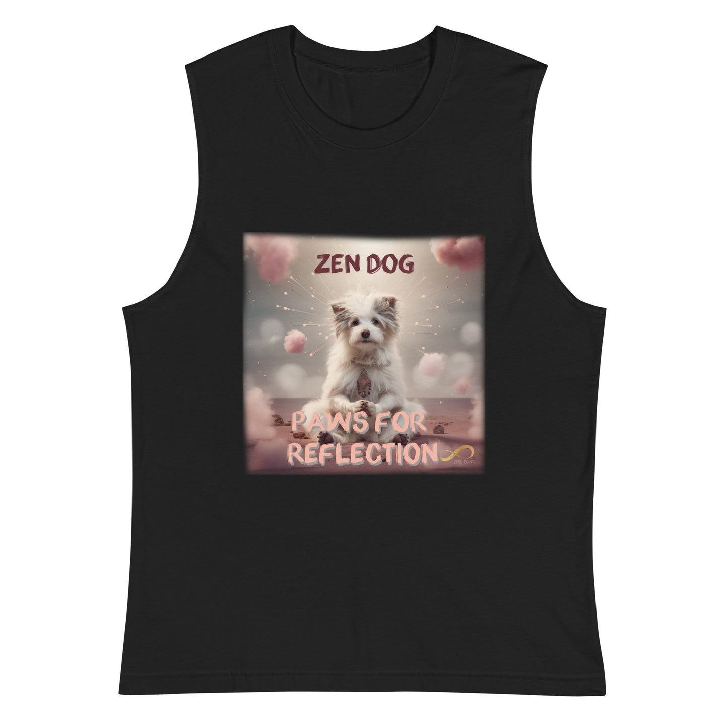 Meditating Zen Dog with Mantra Muscle Tank