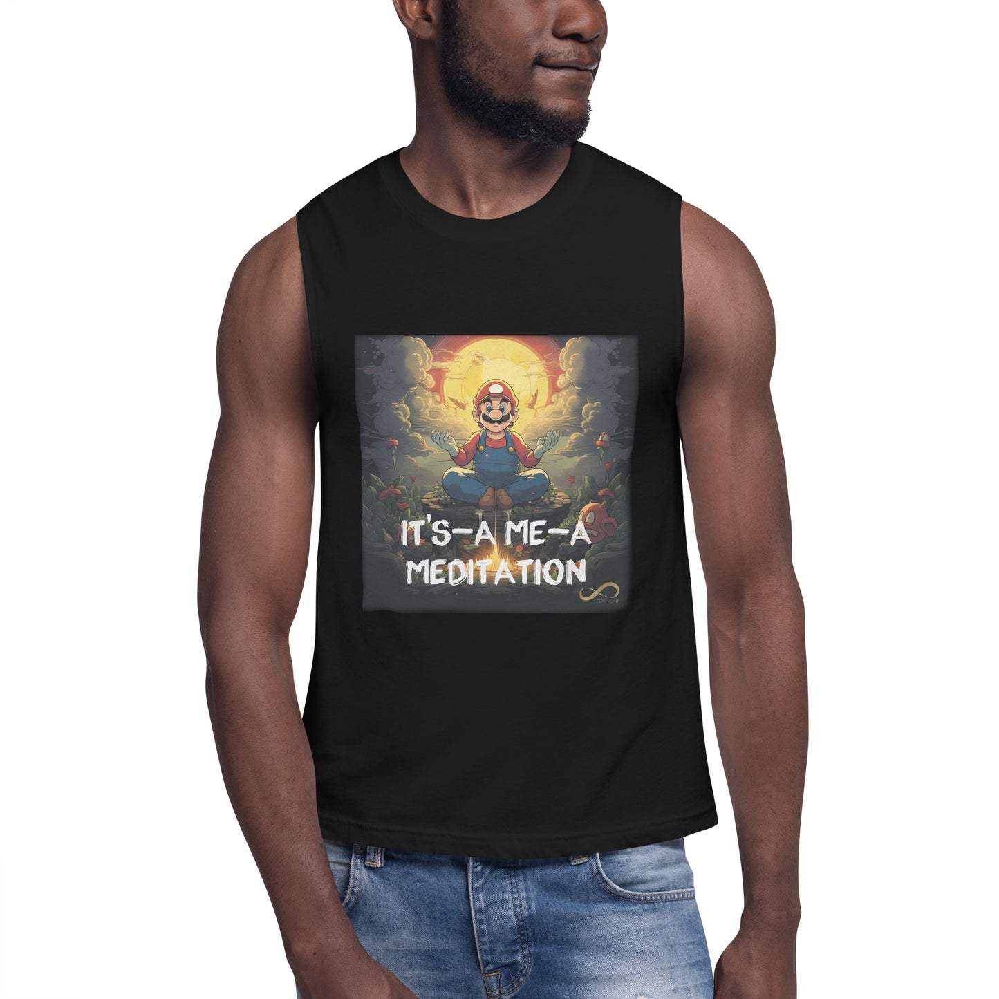 Meditating Zen Gamer with Mantra muscle tank