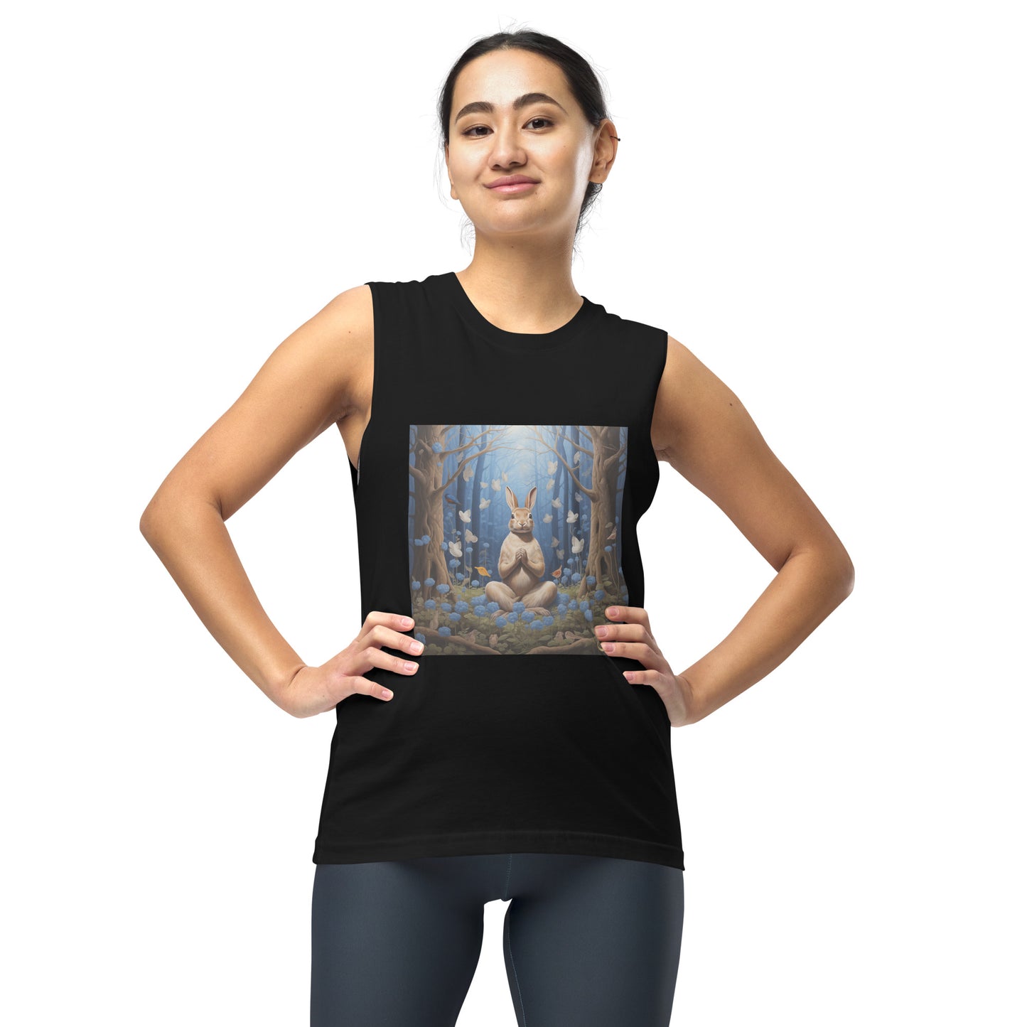 Meditating Zen Rabbit Muscle Tank