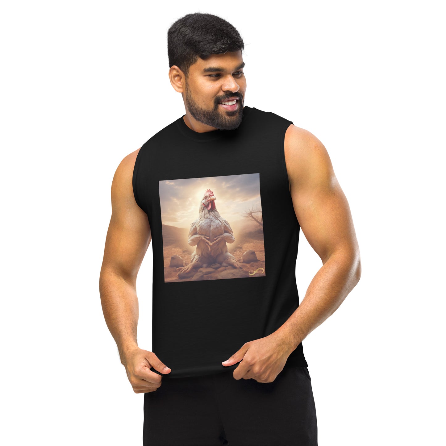 Meditating Zen Hen Muscle Shirt