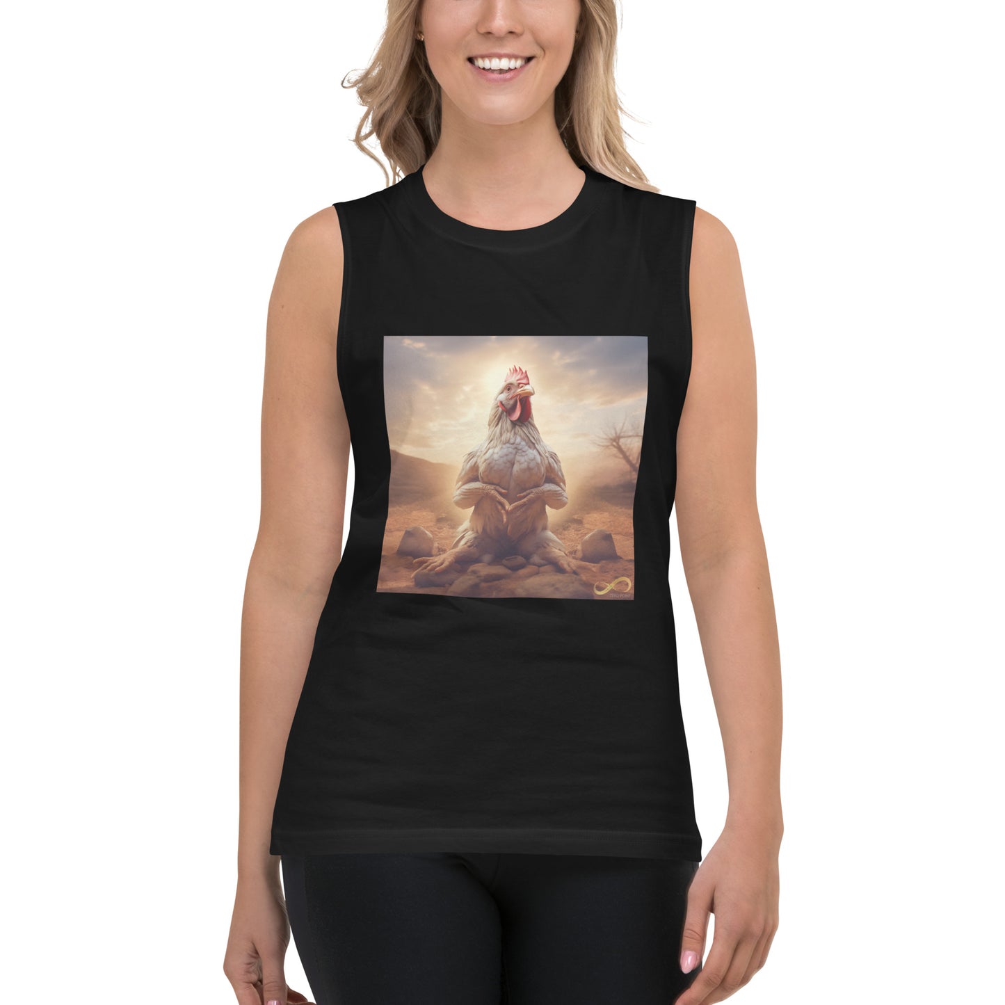 Meditating Zen Hen Muscle Shirt