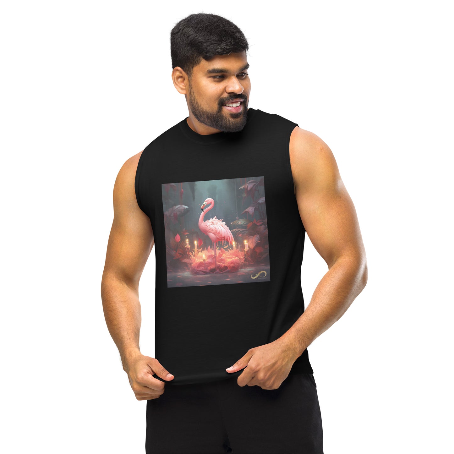 Meditating Zen Flamingo Muscle Tank