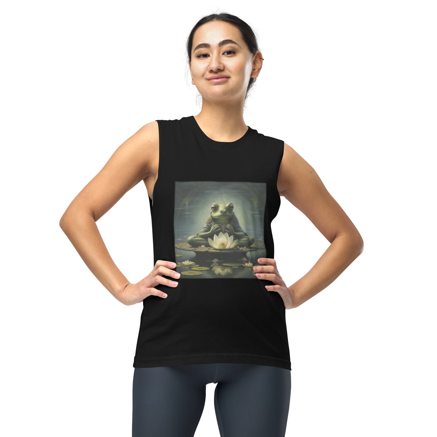 Meditating Zen Frog Muscle Tank