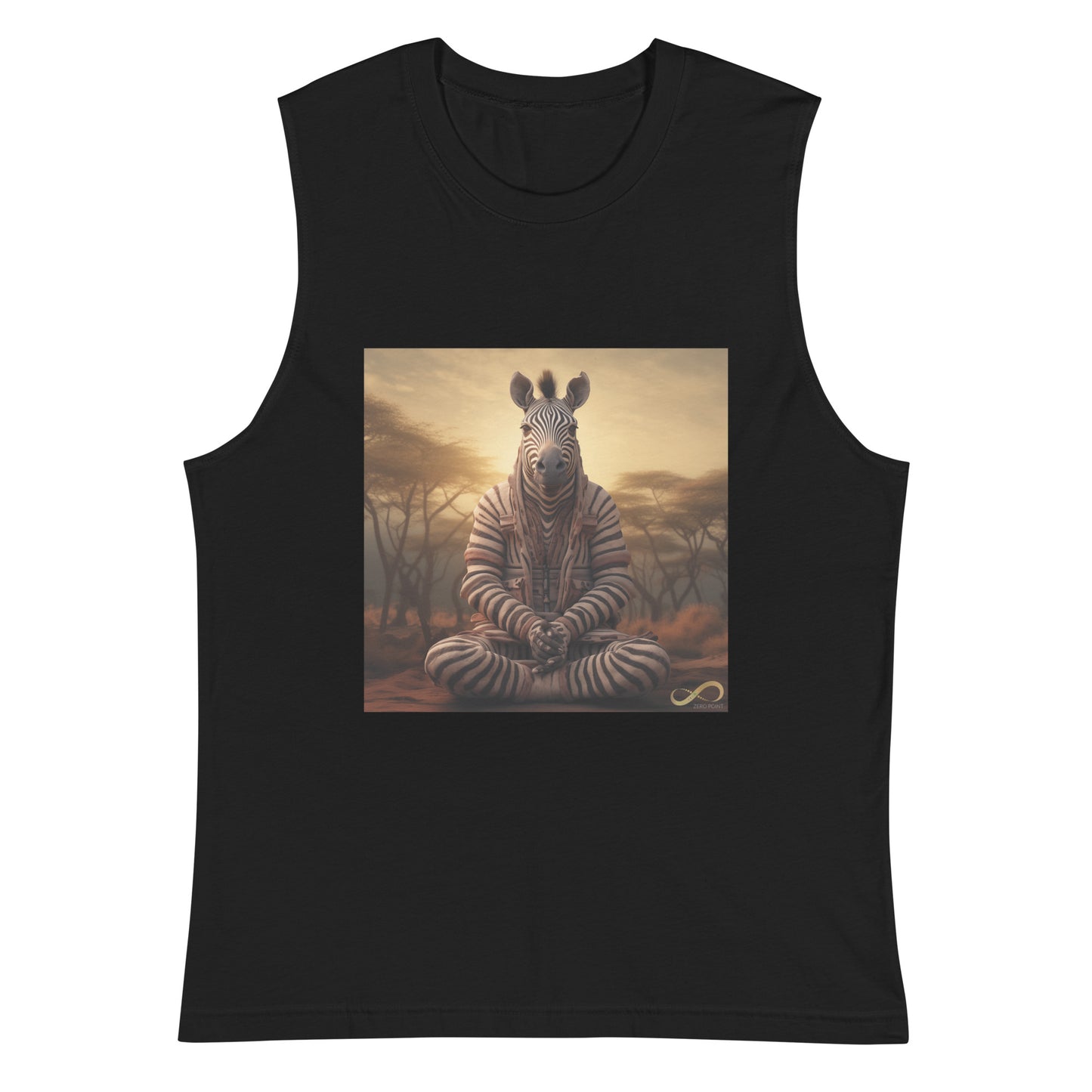 Meditating Zen Zebra Muscle Tank