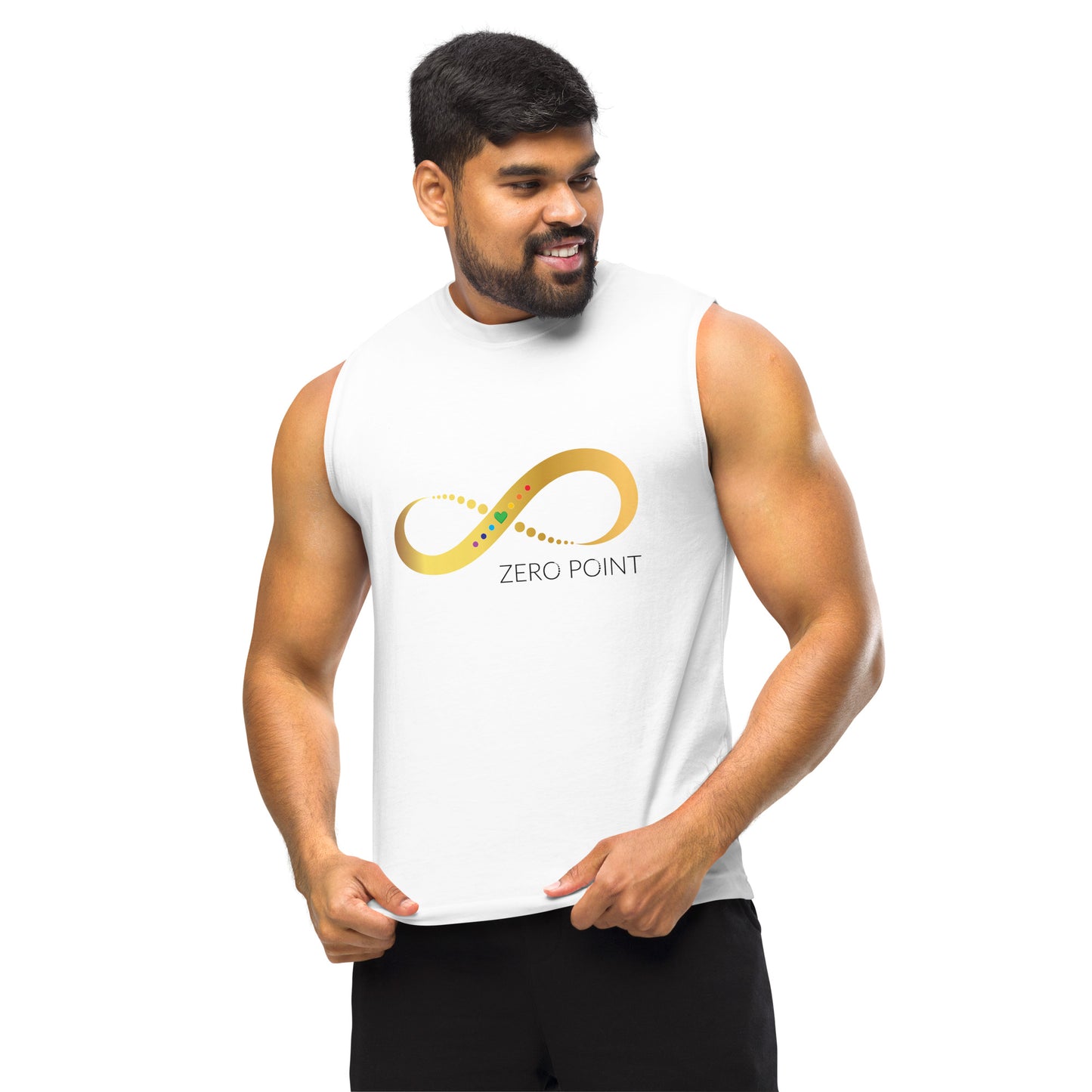 Zero Point Activation Logo Muscle Tank - White