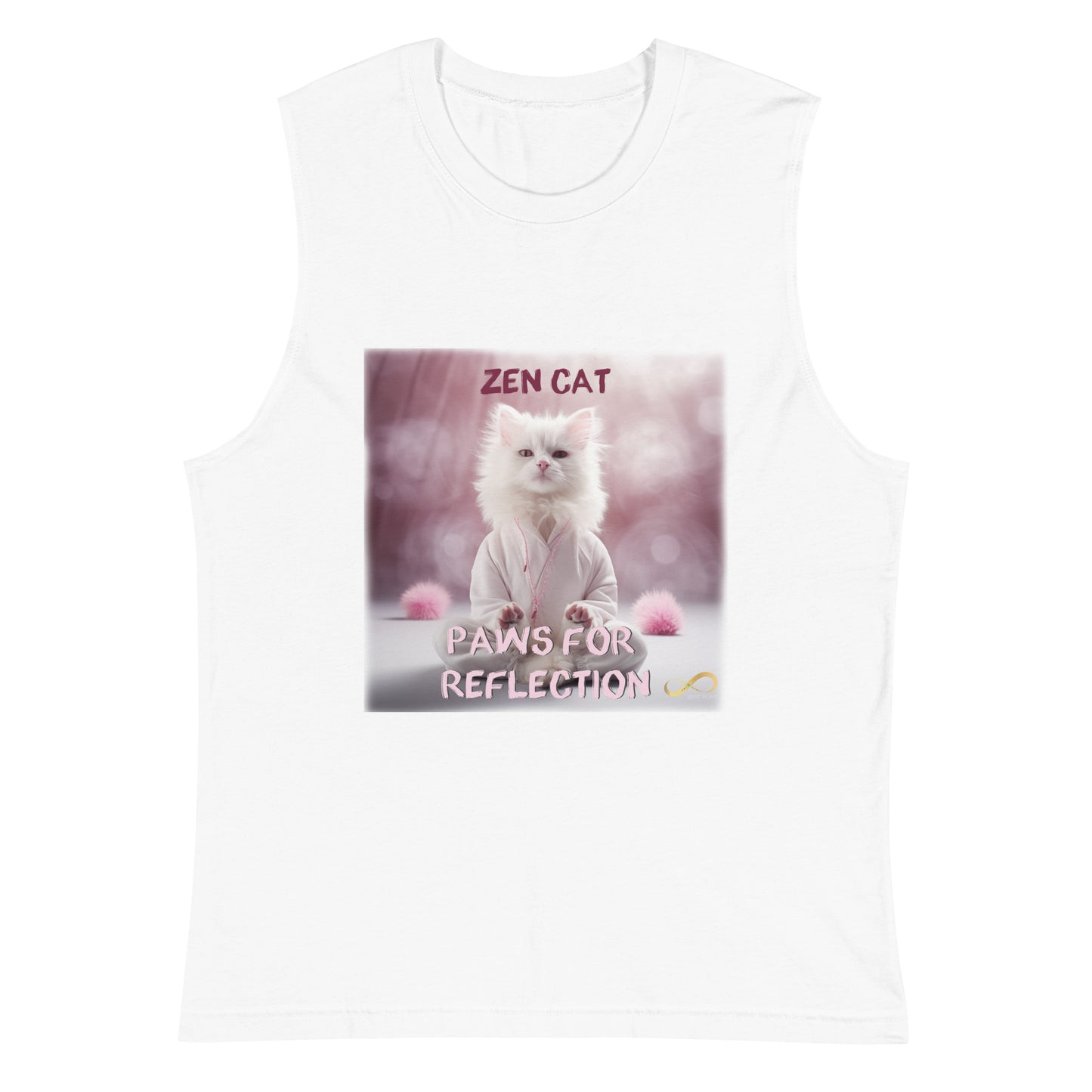 Meditating Zen Cat with Mantra Muscle Tank