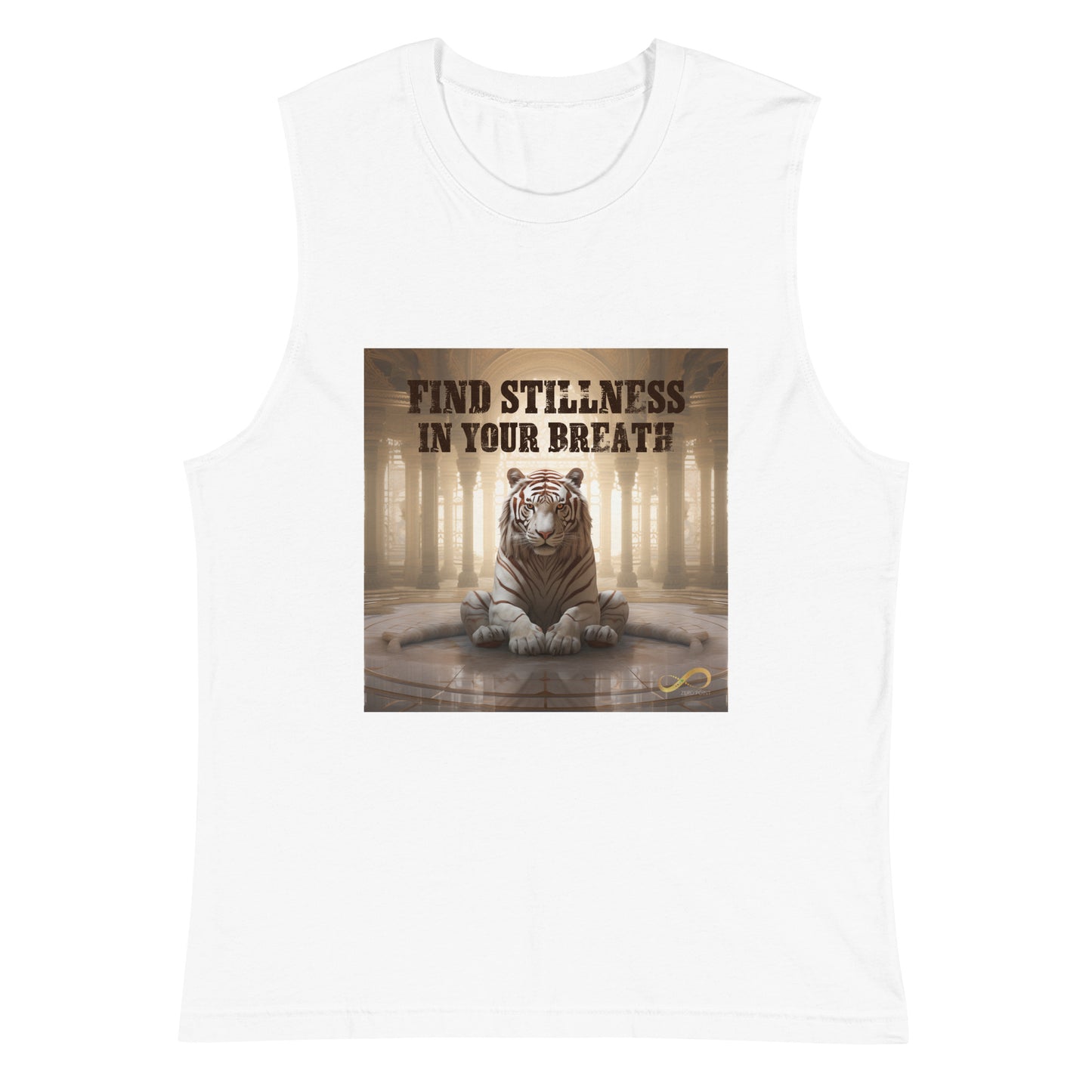 Meditating Zen Tiger with Mantra Muscle Tank